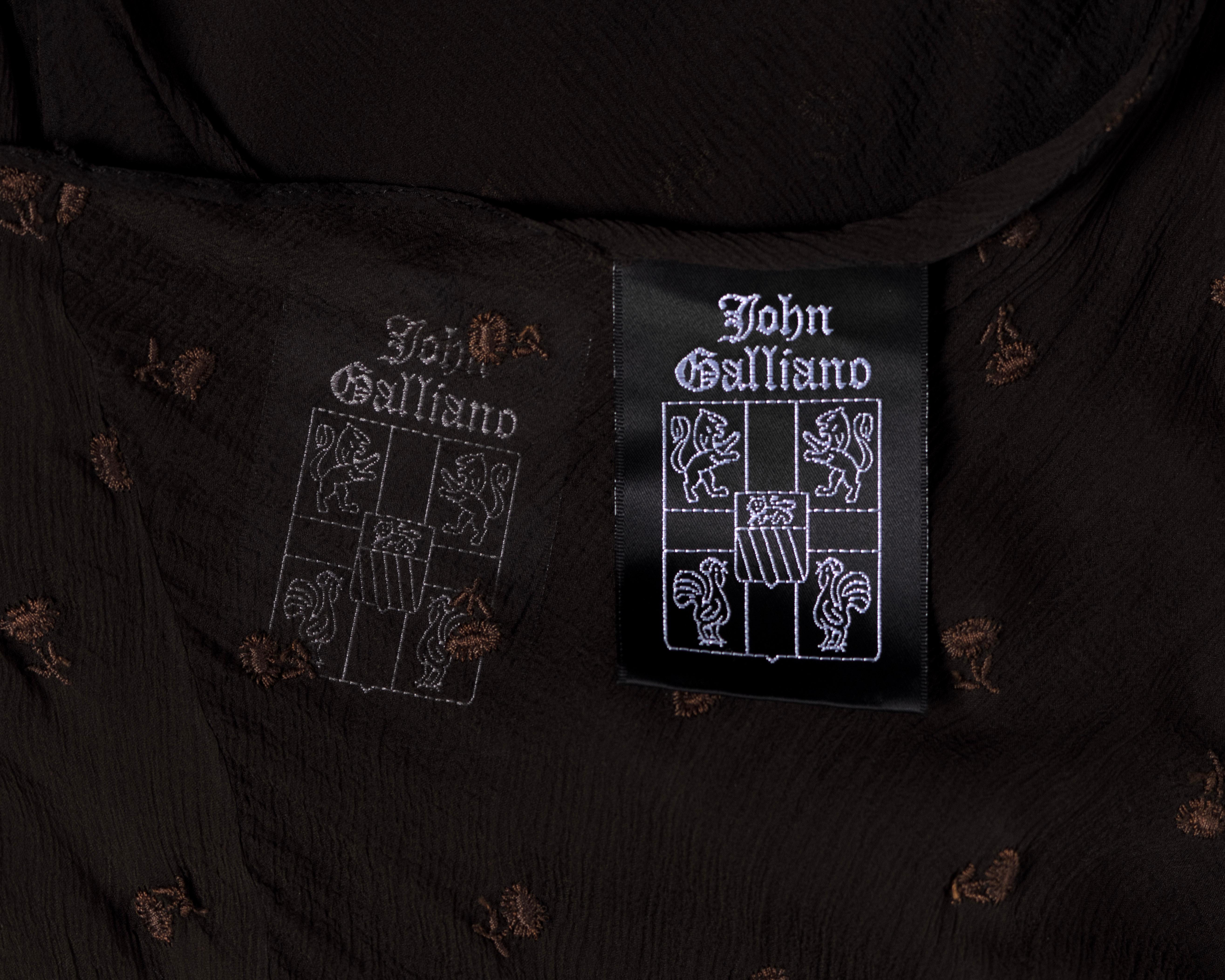 John Galliano Brown Bias-Cut Silk Chiffon Double-Layered Slip Dresses, SS 1993 For Sale 7