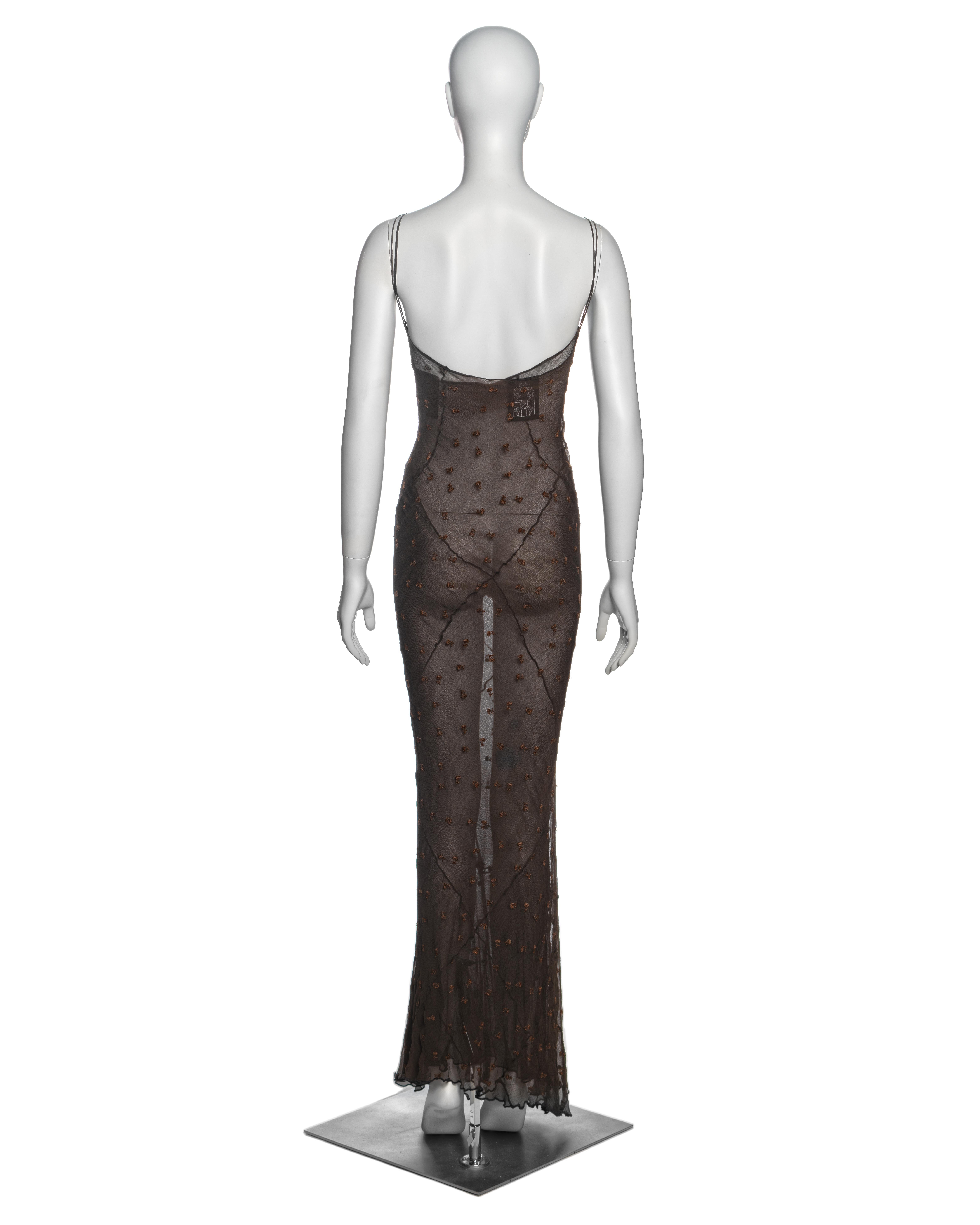 John Galliano Brown Bias-Cut Silk Chiffon Double-Layered Slip Dresses, SS 1993 For Sale 1