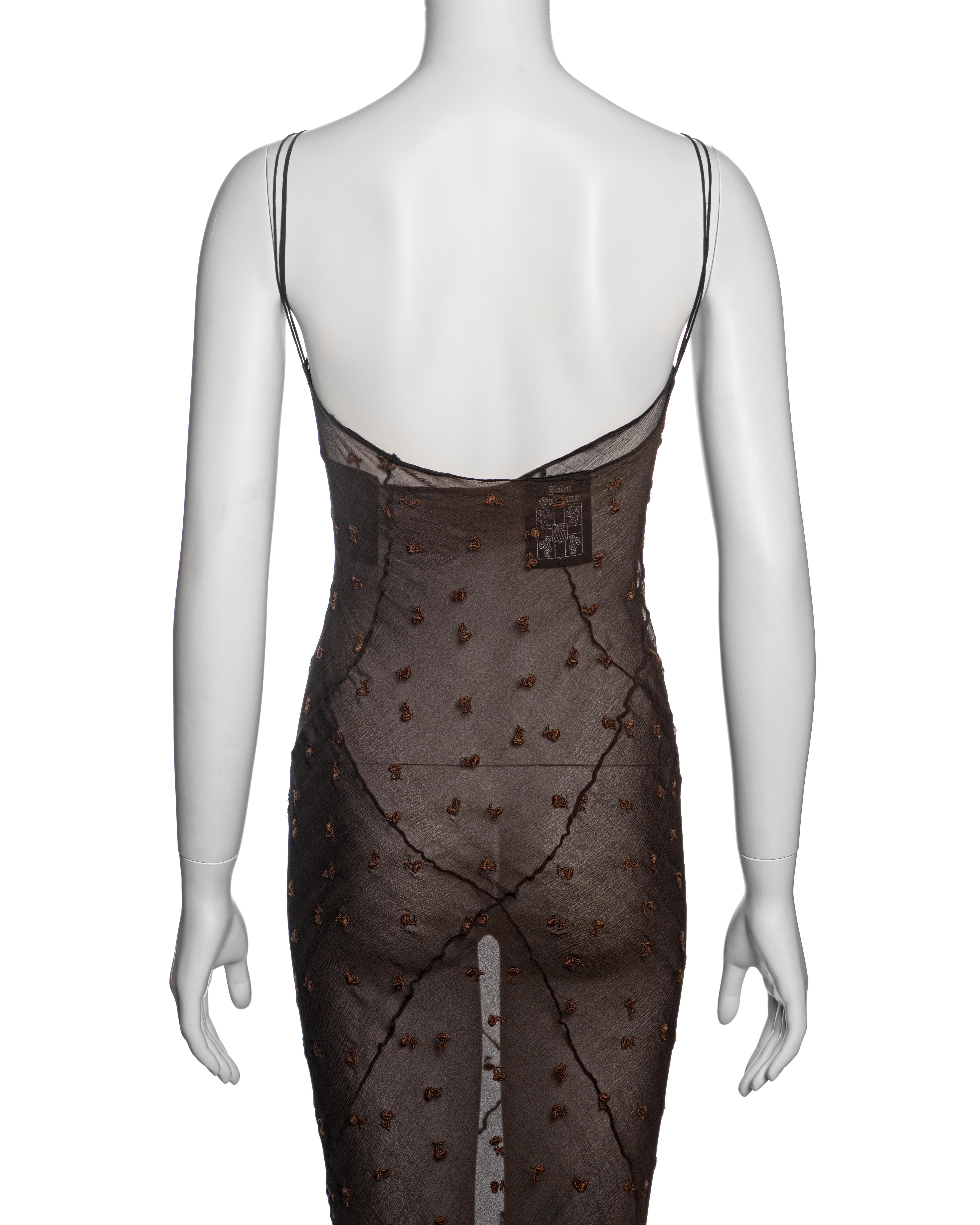 John Galliano Brown Bias-Cut Silk Chiffon Double-Layered Slip Dresses, SS 1993 For Sale 2
