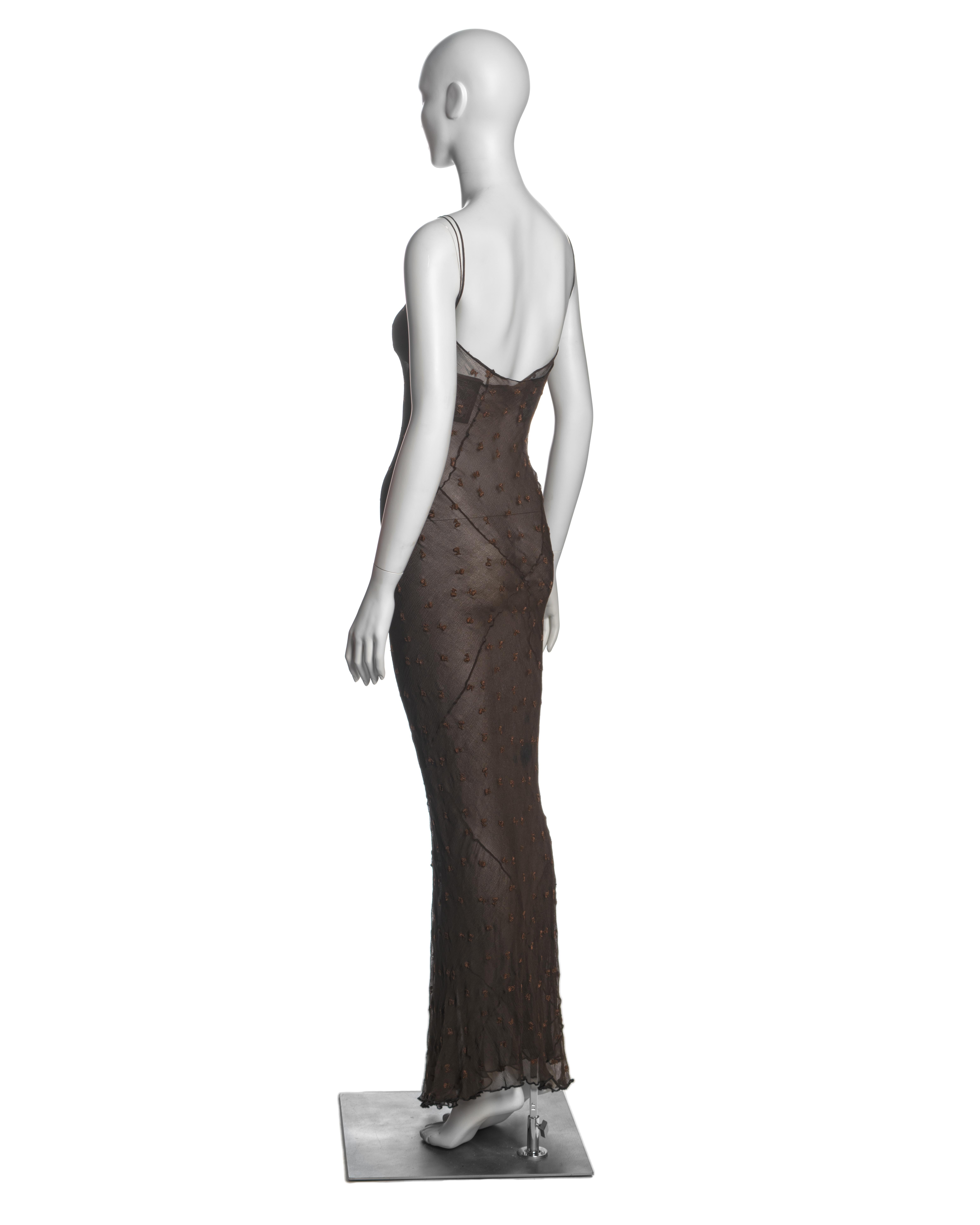 John Galliano Brown Bias-Cut Silk Chiffon Double-Layered Slip Dresses, SS 1993 For Sale 3