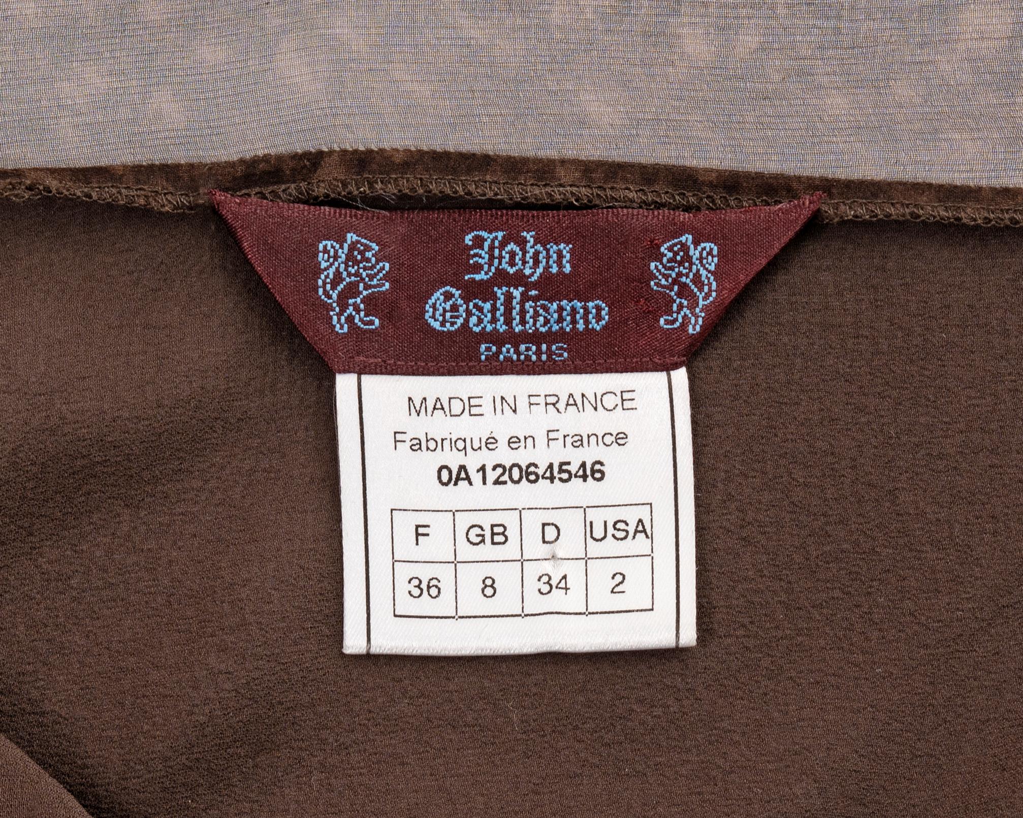 John Galliano brown bias cut silk chiffon evening dress, fw 2000 6
