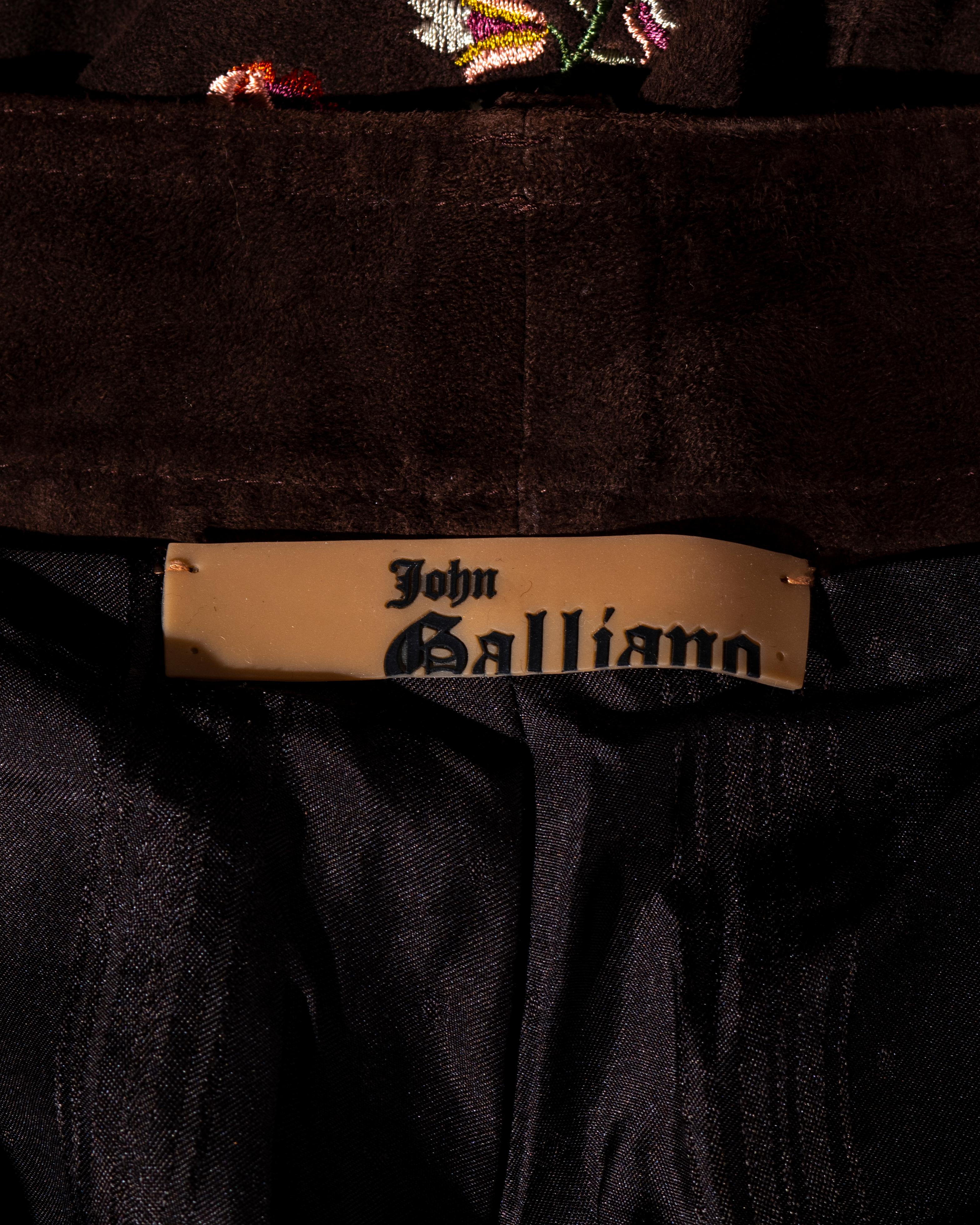John Galliano brown embroidered suede cargo pants with fur trim, fw 2003 4