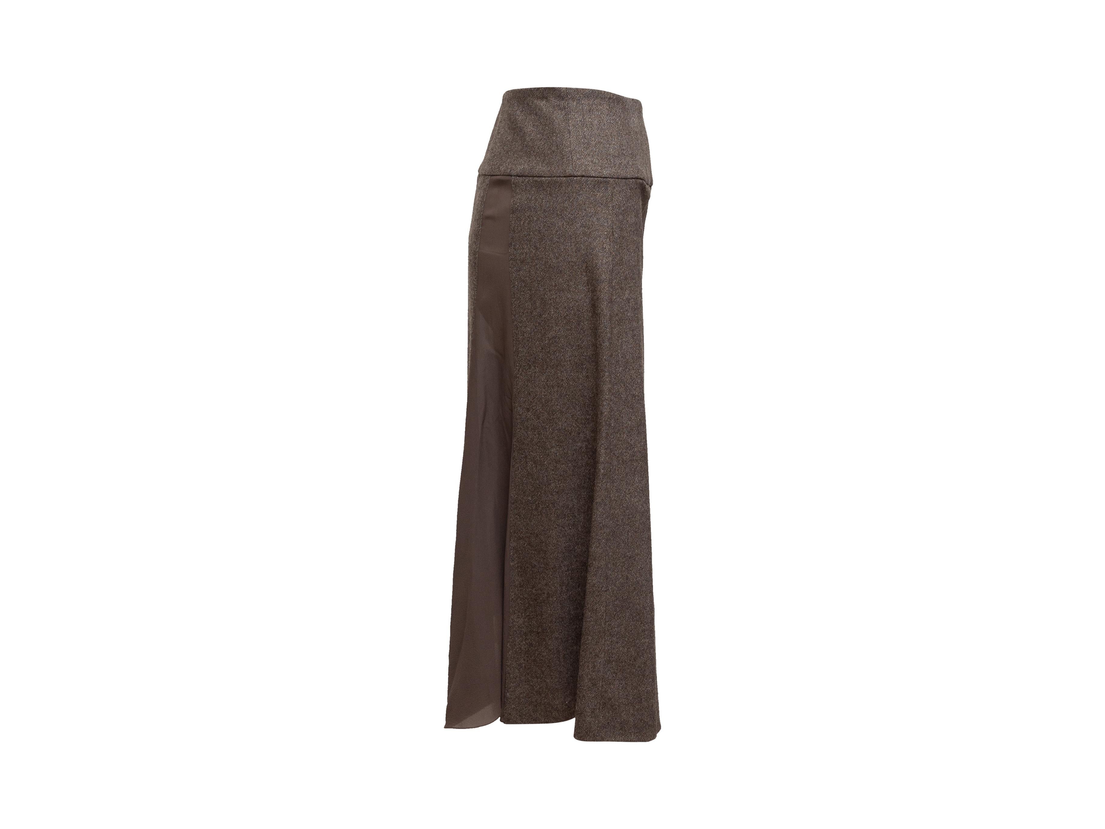 Product details: Vintage brown wool and silk skirt by John Galliano. 34