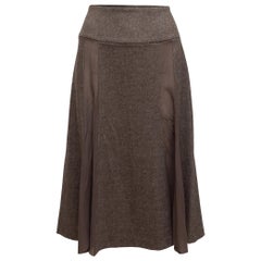 John Galliano Brown Wool & Silk Skirt