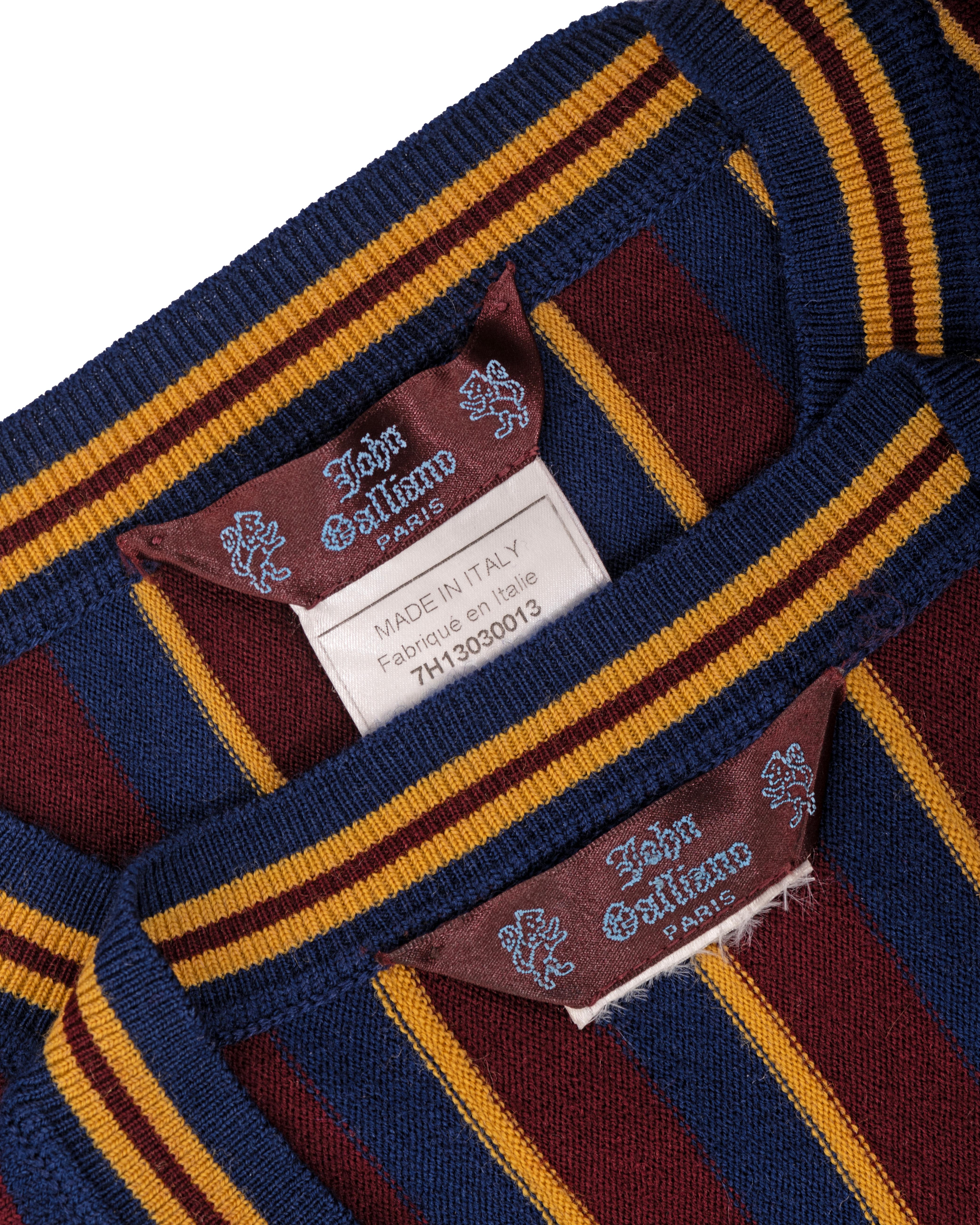 John Galliano burgundy wool jersey sweater vest and wrap skirt set, fw 1997 11