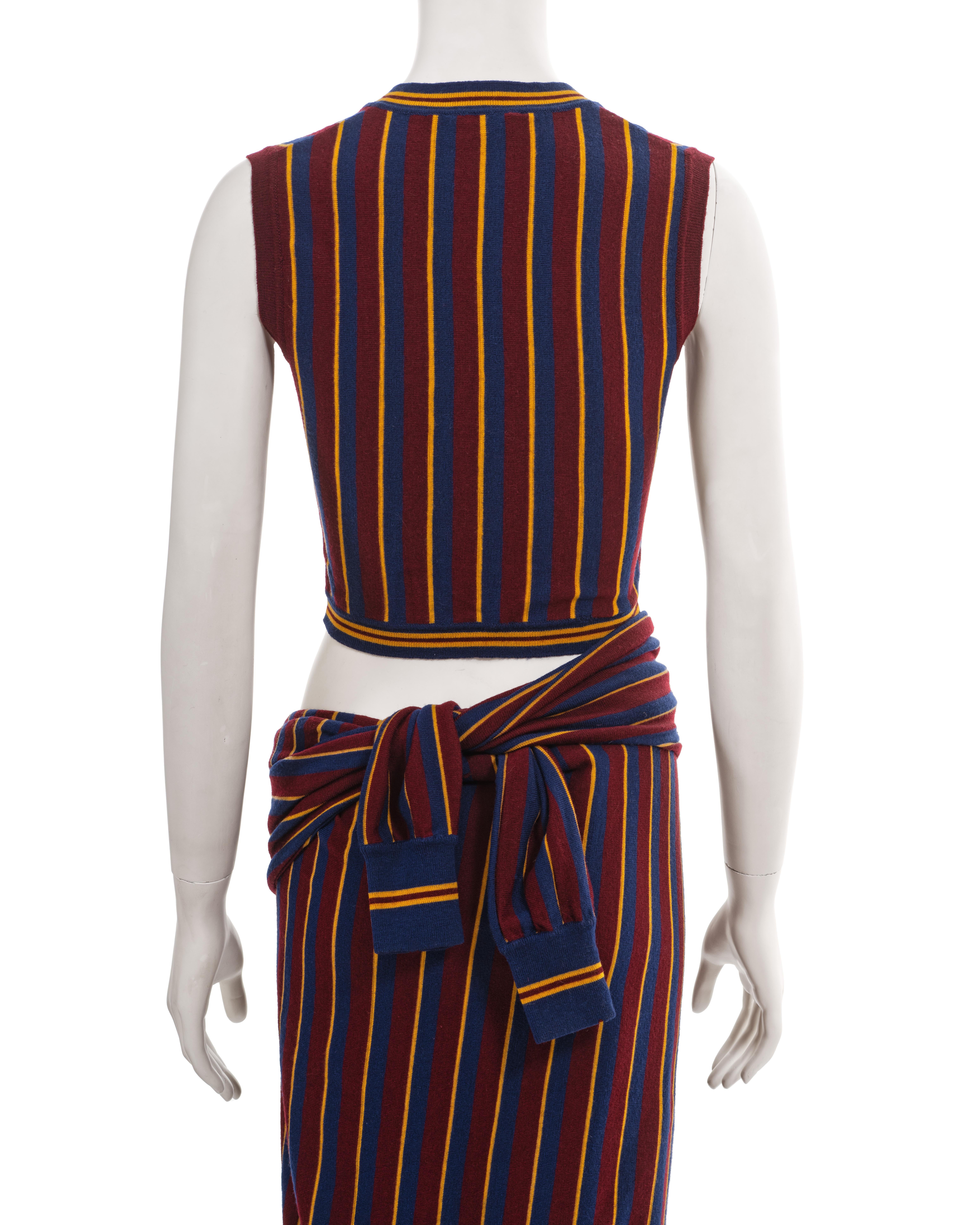 John Galliano burgundy wool jersey sweater vest and wrap skirt set, fw 1997 12