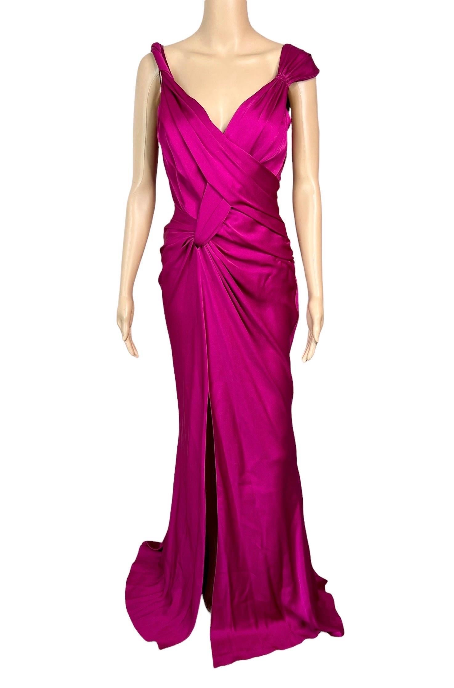 John Galliano Bustier Open Back Slit Evening Dress Gown In Good Condition In Naples, FL
