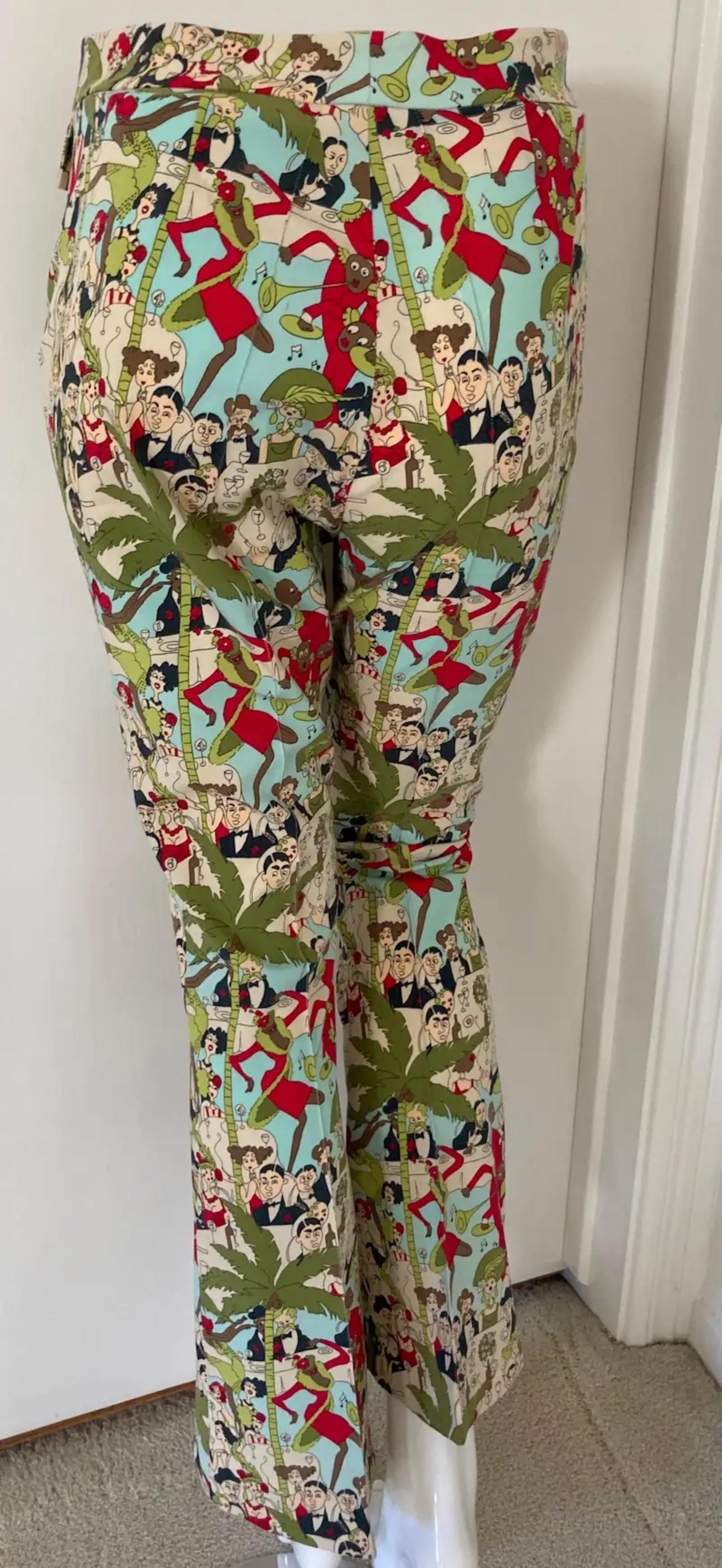 John Galliano Cafe Society Print Vintage Pants, Rare Trousers, 1999's For Sale 8
