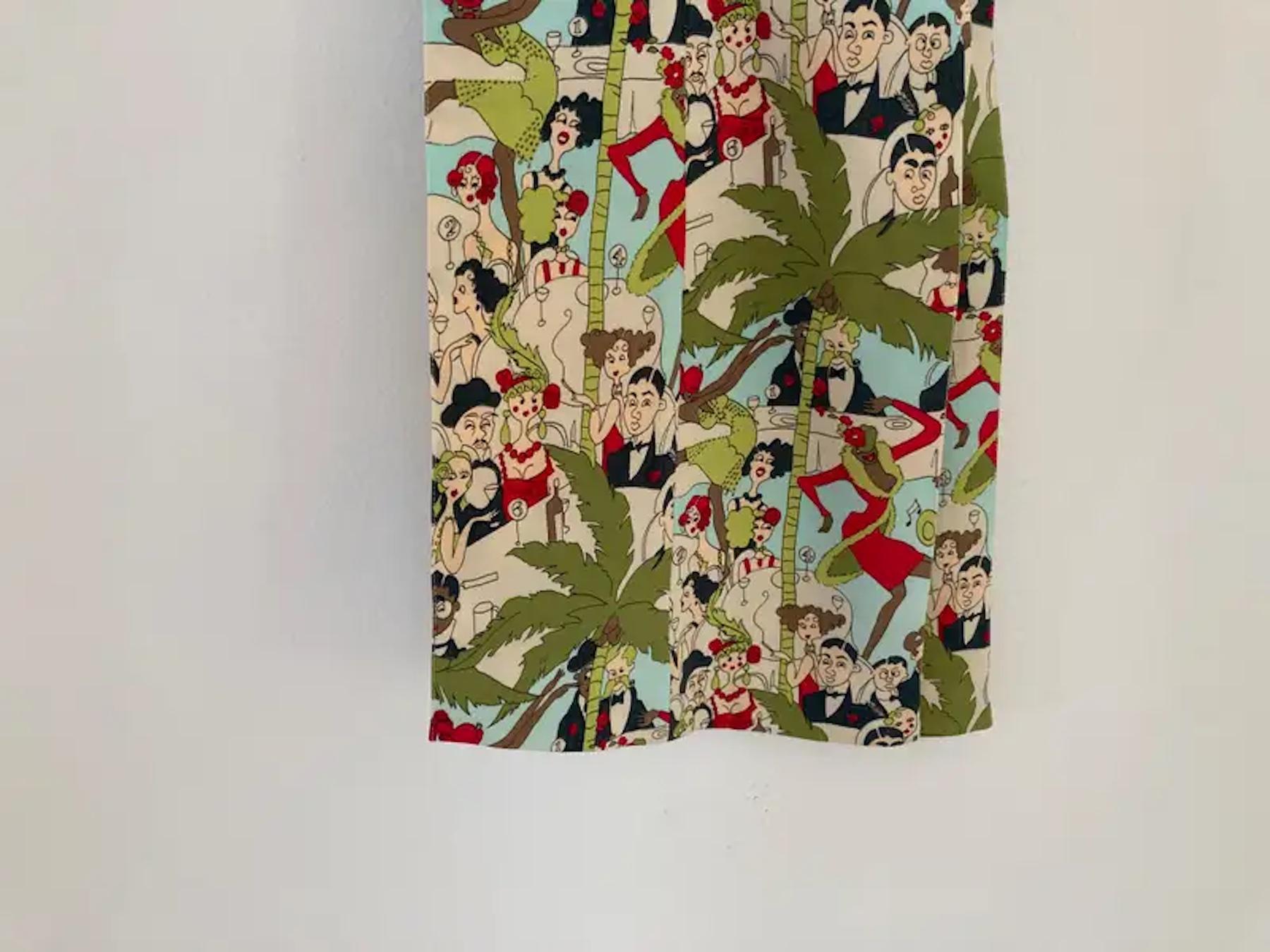 Women's or Men's John Galliano Cafe Society Print Vintage Pants, Rare Trousers, 1999's For Sale