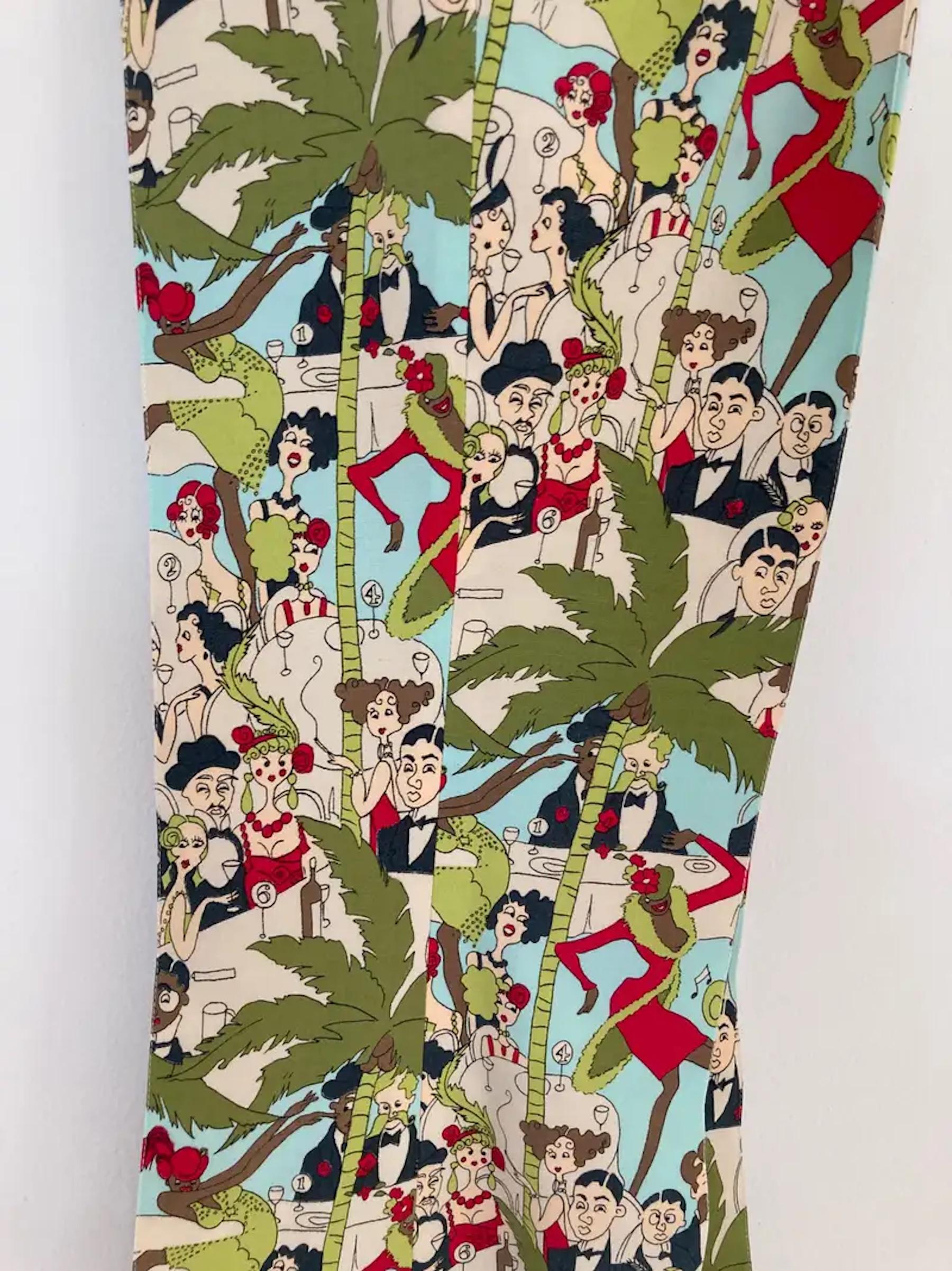 John Galliano Cafe Society Print Vintage Pants, Rare Trousers, 1999's For Sale 3