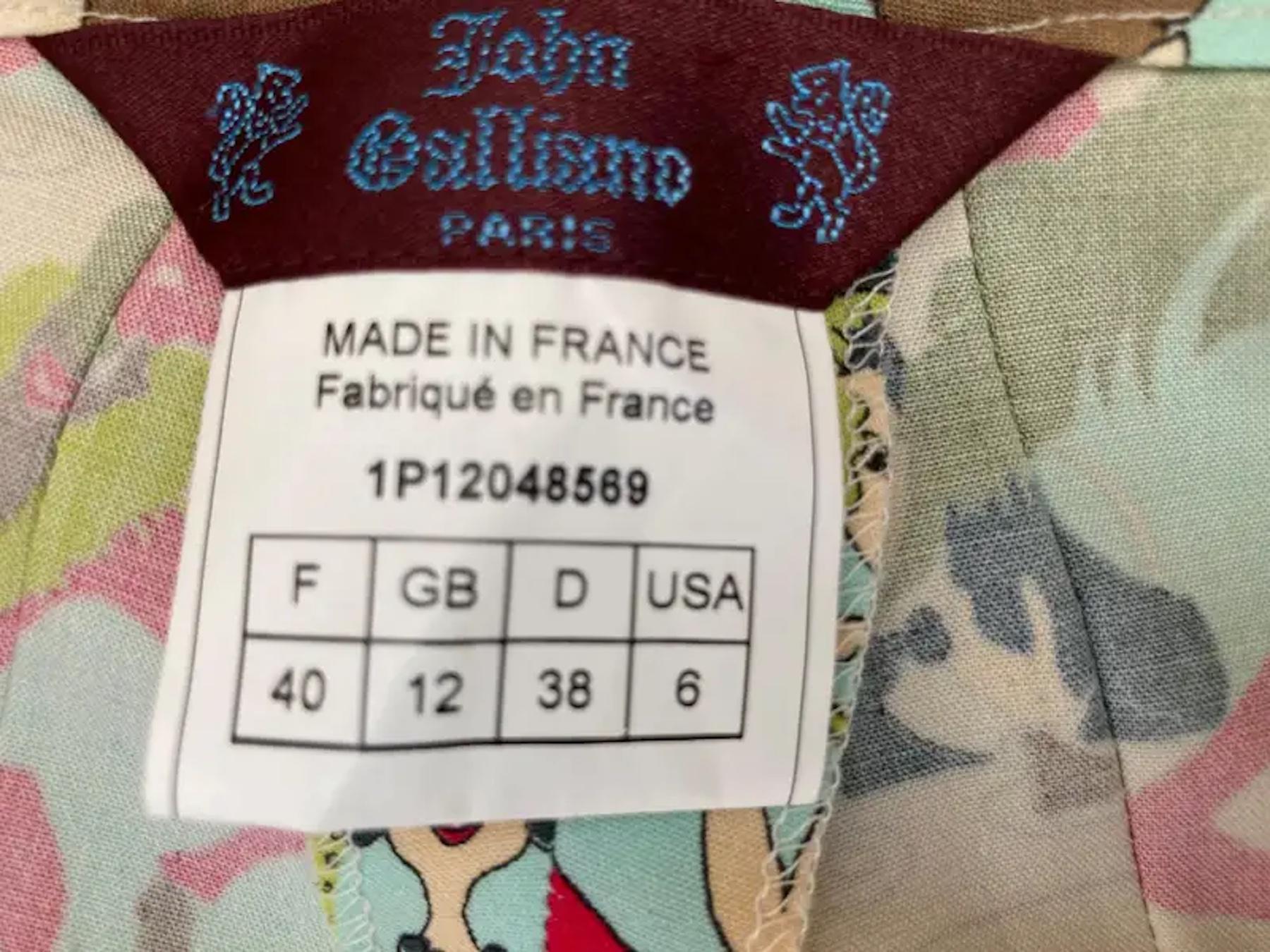 John Galliano Pantalon vintage à imprimé Cafe Society, pantalon rare, années 1999 en vente 4