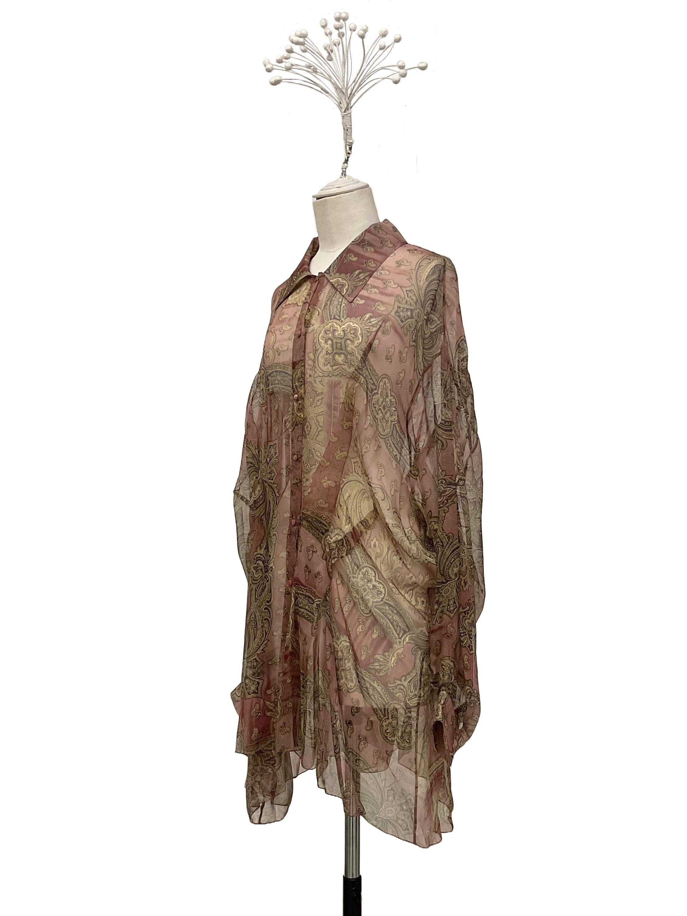 JOHN GALLIANO silk chiffon shirt with paisley print season FW 2006 In New Condition For Sale In Milano, IT