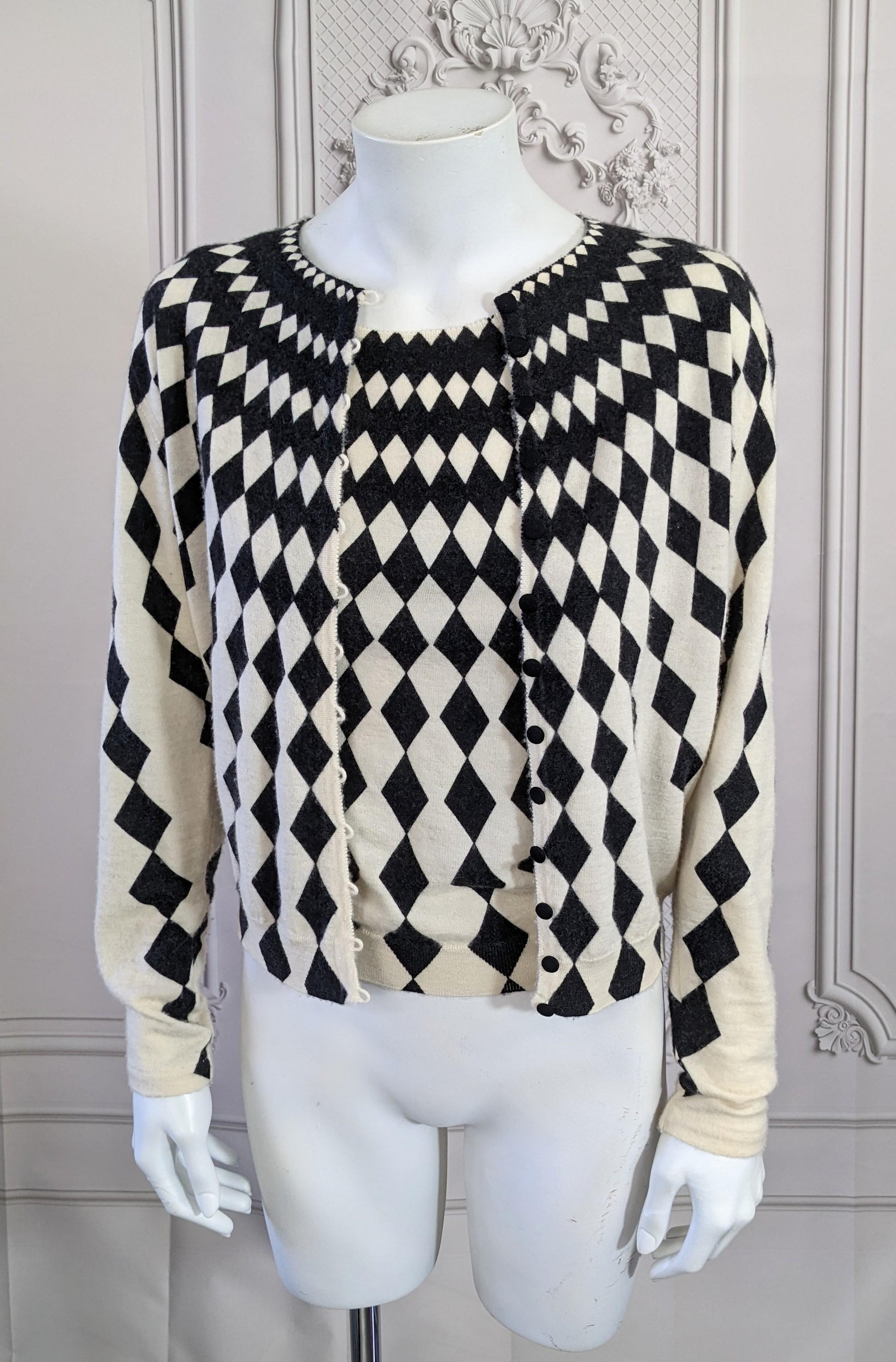 John Galliano Cashmere Harlequin Twin Set In Excellent Condition In New York, NY