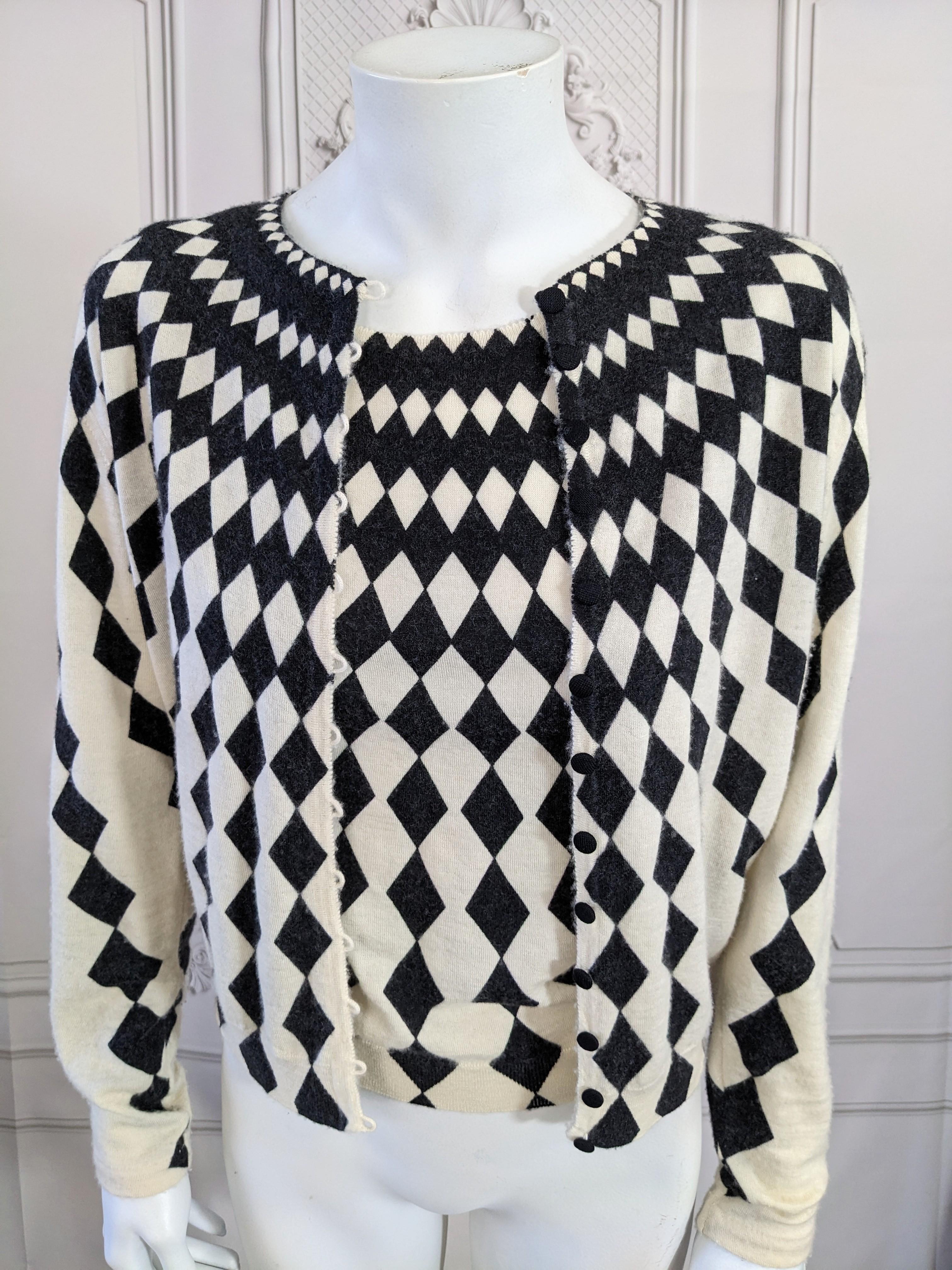 Women's or Men's John Galliano Cashmere Harlequin Twin Set