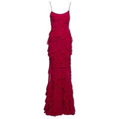 Robe de soirée en mousseline de soie drapée « Cerise » de John Galliano, avec volants, collection printemps-été 2006