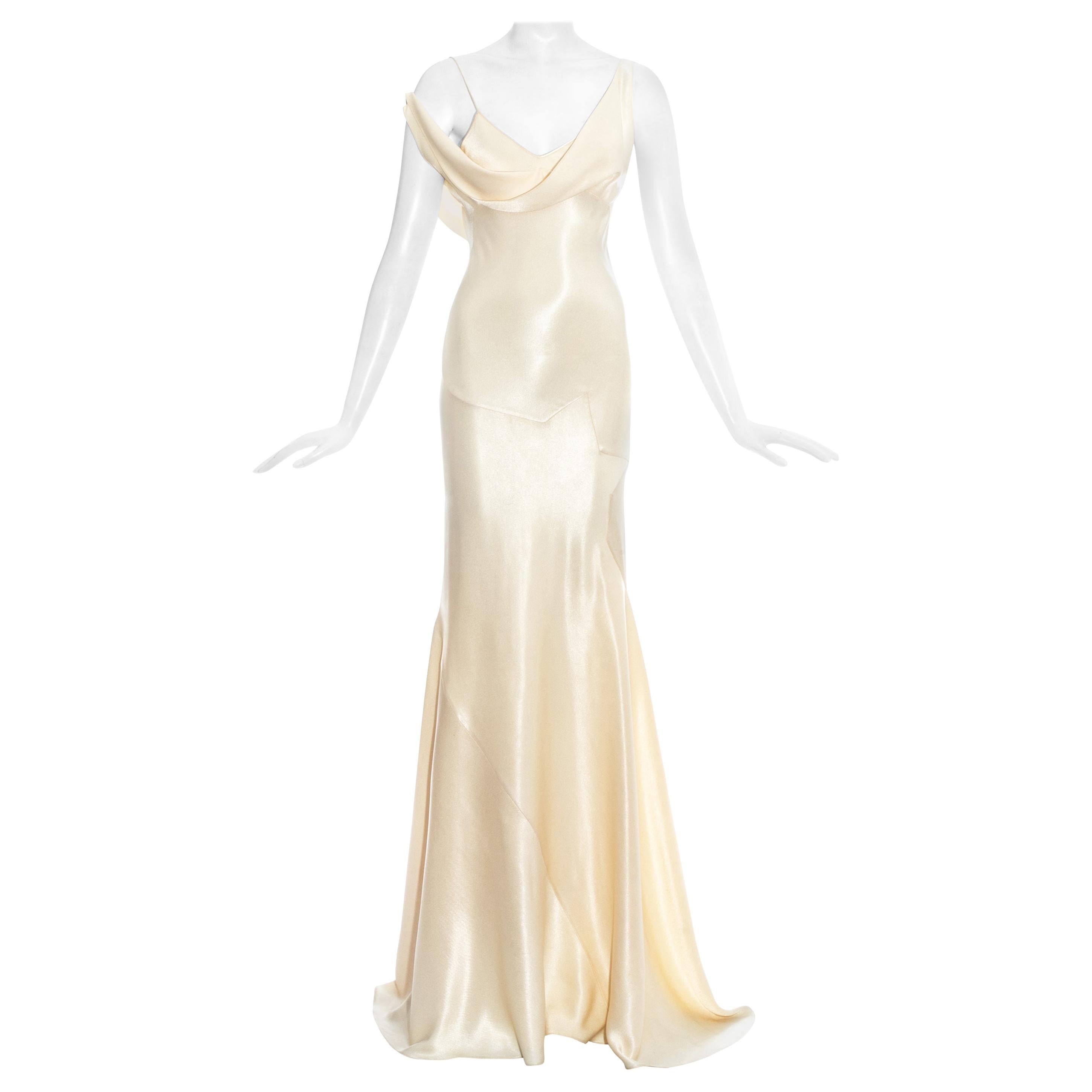 John Galliano champagne bias cut wedding dress, ss 1995 For Sale
