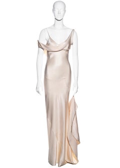 John Galliano champagne satin bias cut evening wedding dress, fw 1995