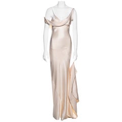 John Galliano Champagnerfarbenes Satin-Hochzeitskleid im Schrägschnitt:: fw 1995