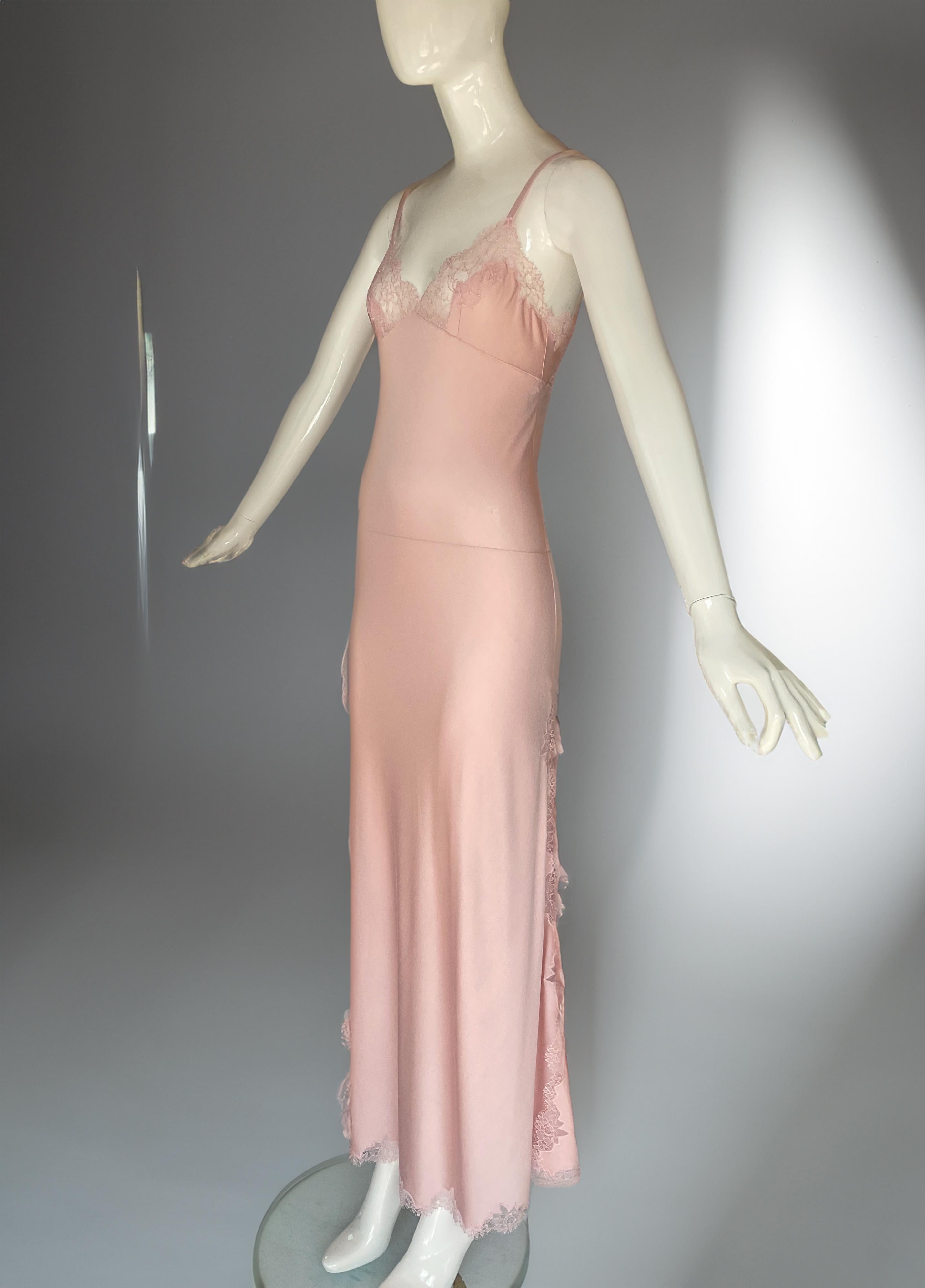 Beige John Galliano for Christian Dior Autunno Inverno A/I 2000 Abito Boudoir Rosa Pallido in vendita