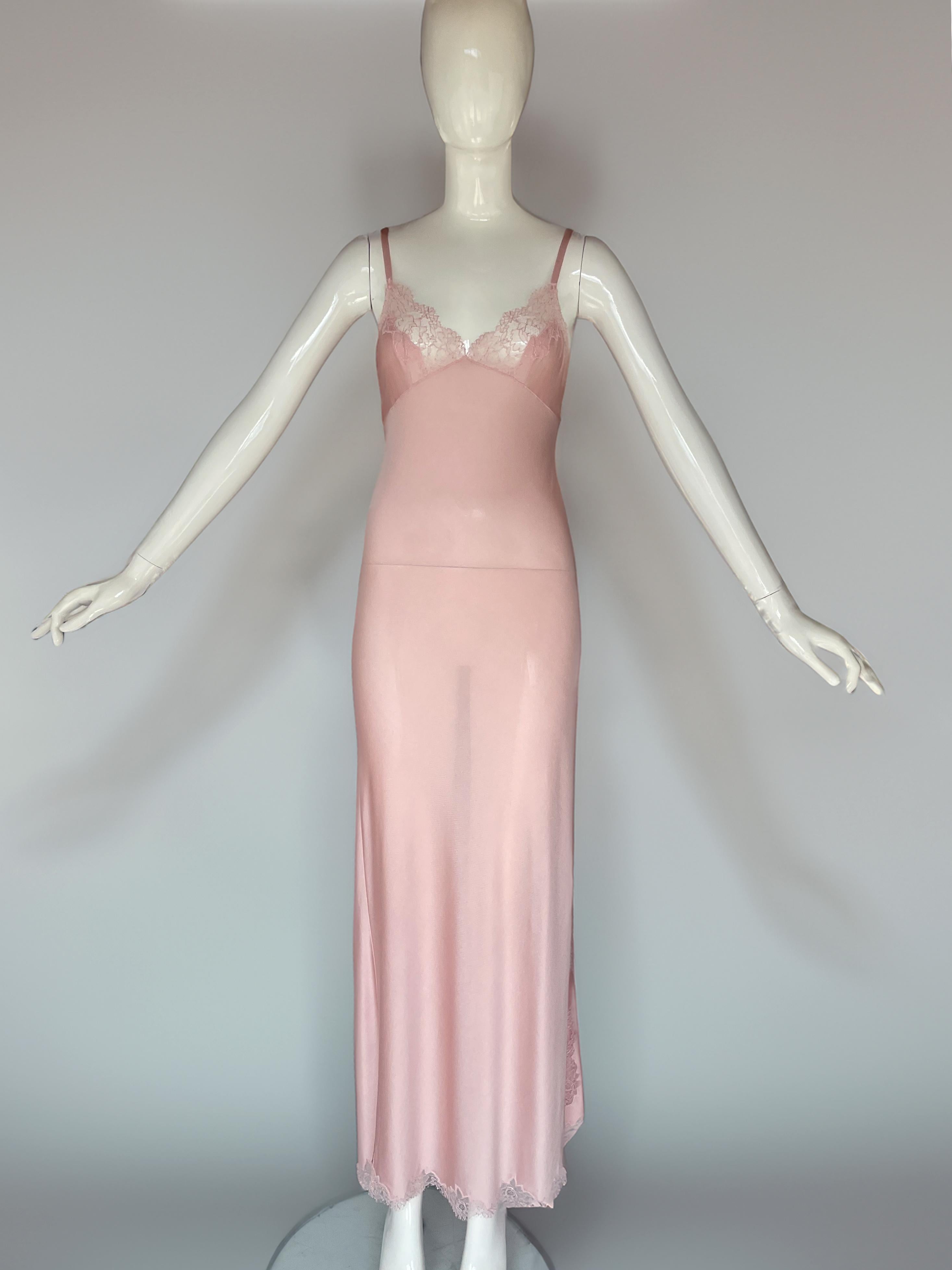 John Galliano for Christian Dior Autunno Inverno A/I 2000 Abito Boudoir Rosa Pallido In condizioni ottime in vendita a Baar, CH