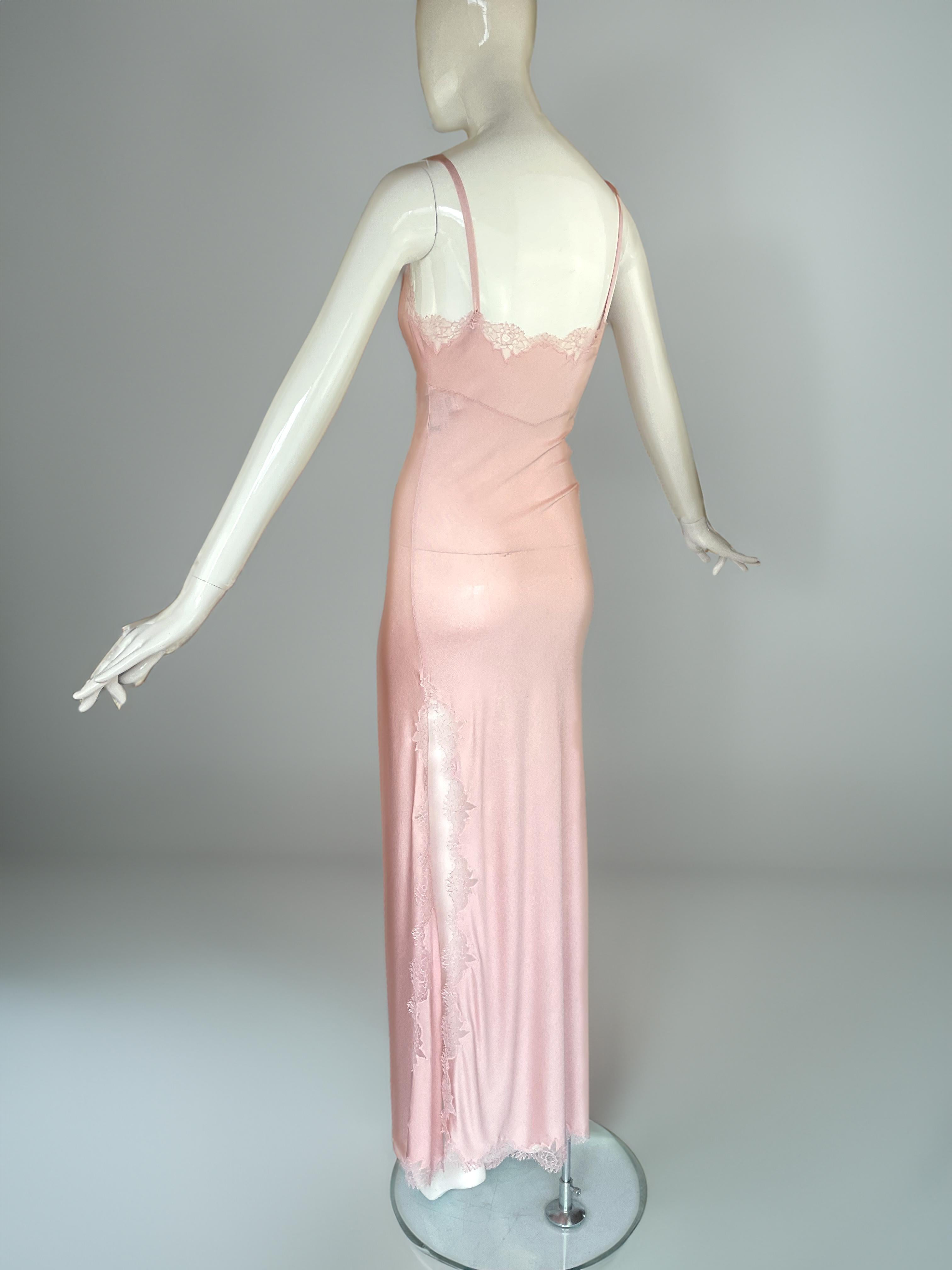 Donna John Galliano for Christian Dior Autunno Inverno A/I 2000 Abito Boudoir Rosa Pallido in vendita