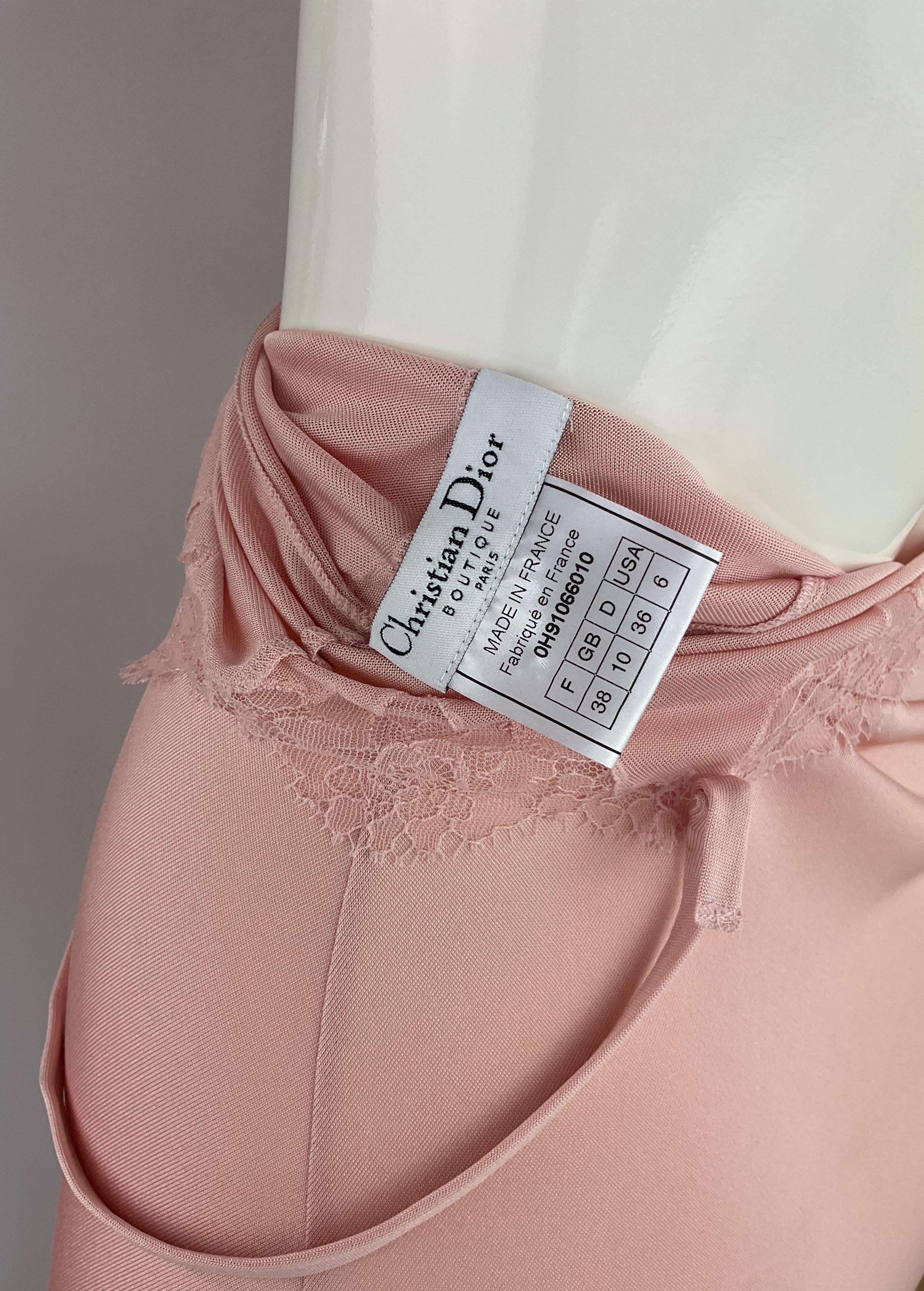 John Galliano for Christian Dior Autunno Inverno A/I 2000 Abito Boudoir Rosa Pallido in vendita 3