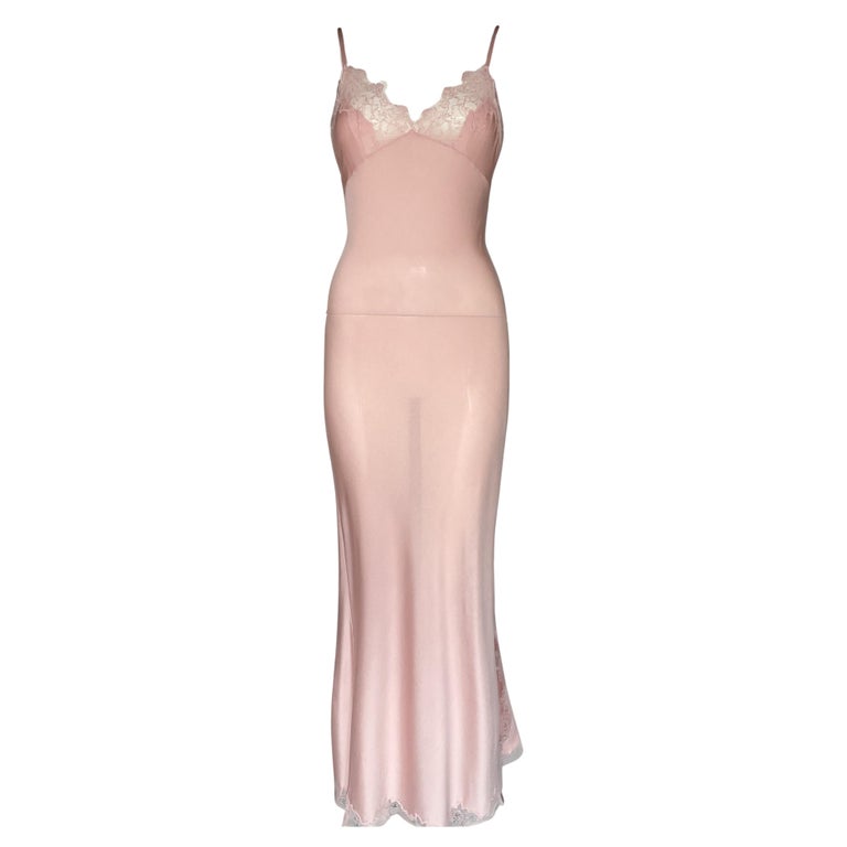 John Galliano Christian Dior Fall Winter F/W 2000 Pale Pink Boudoir Slip  Dress For Sale at 1stDibs