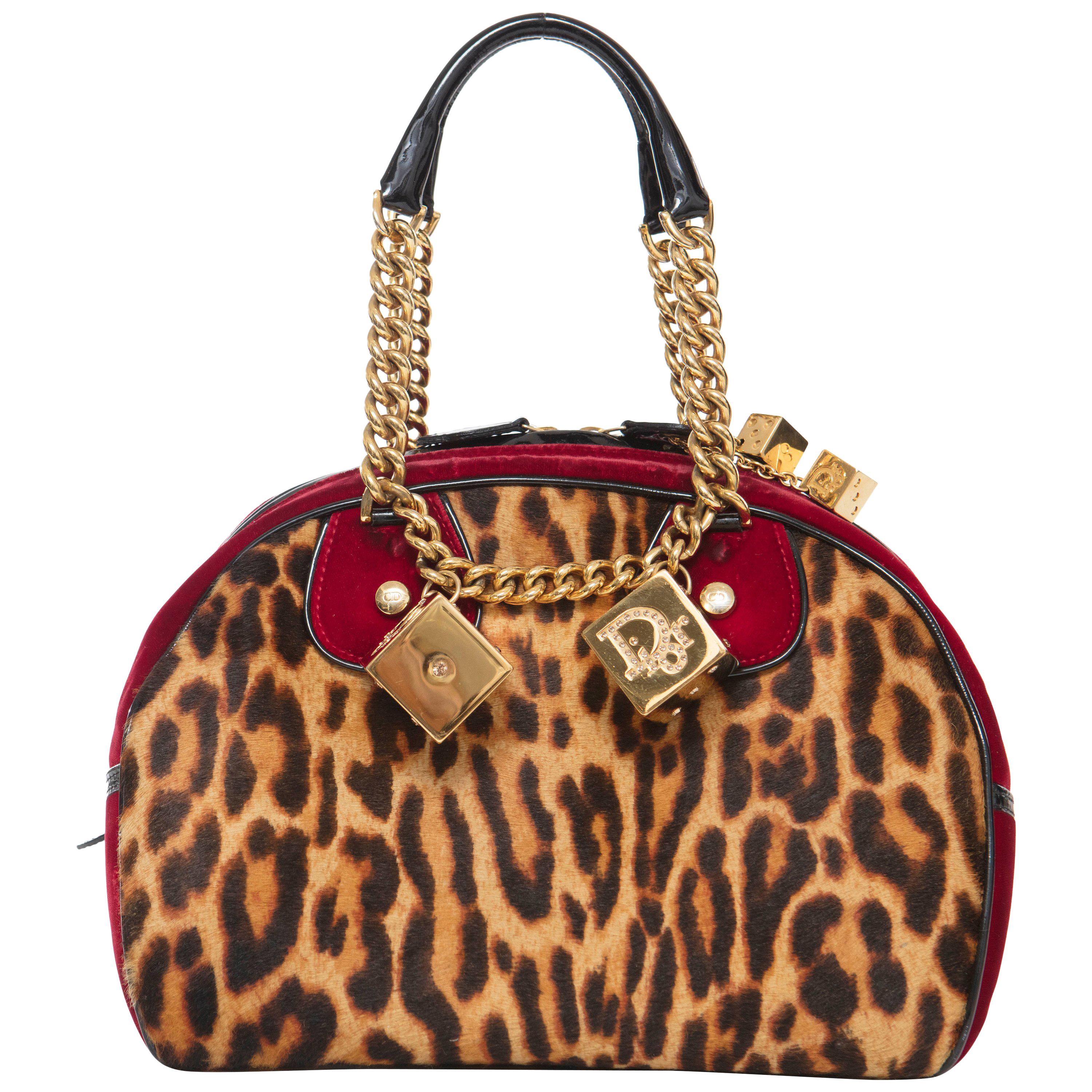 John Galliano for Christian Dior Runway Leopard Velvet Gambler Handbag, Fall 2004