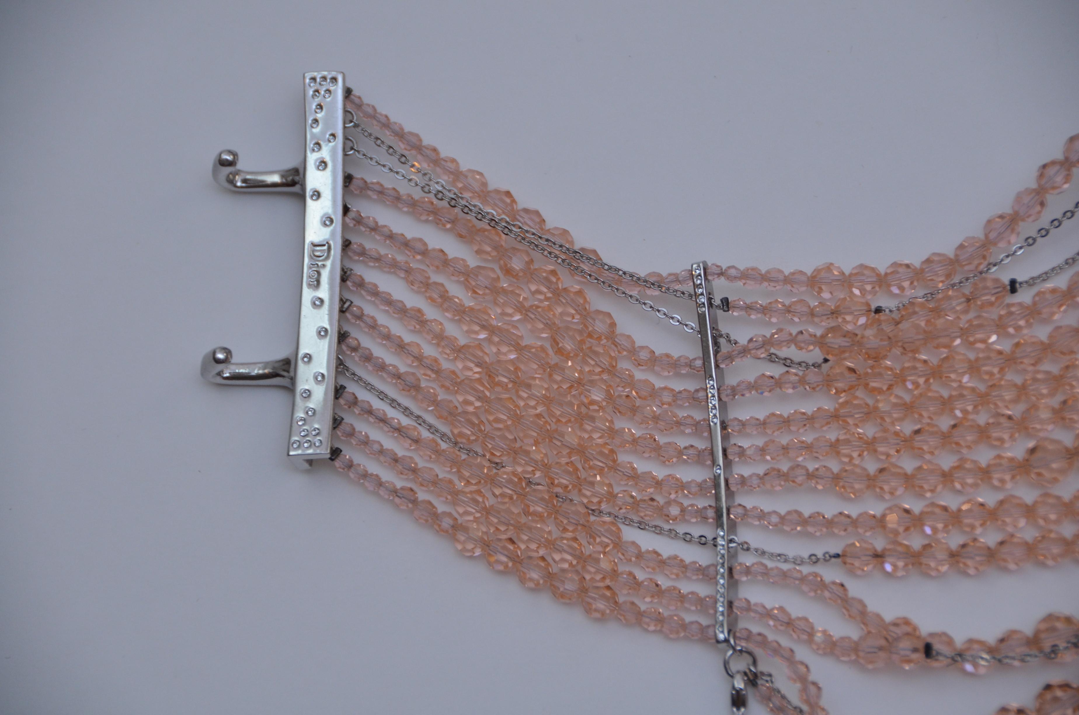 John Galliano Christian  DIOR  Masai Peach Pink  Necklace Choker   Mint In Excellent Condition In New York, NY