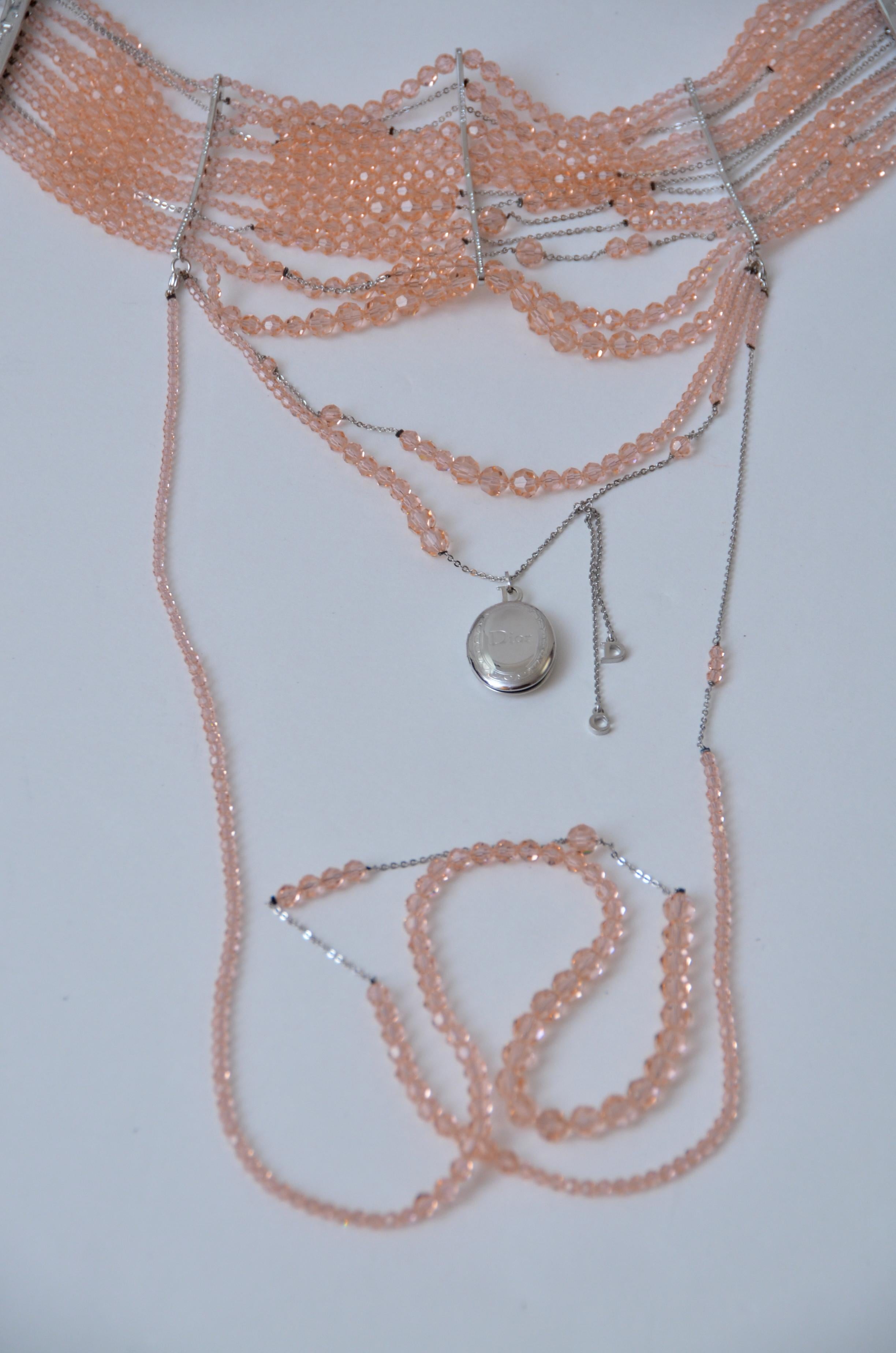 Women's John Galliano Christian  DIOR  Masai Peach Pink  Necklace Choker   Mint