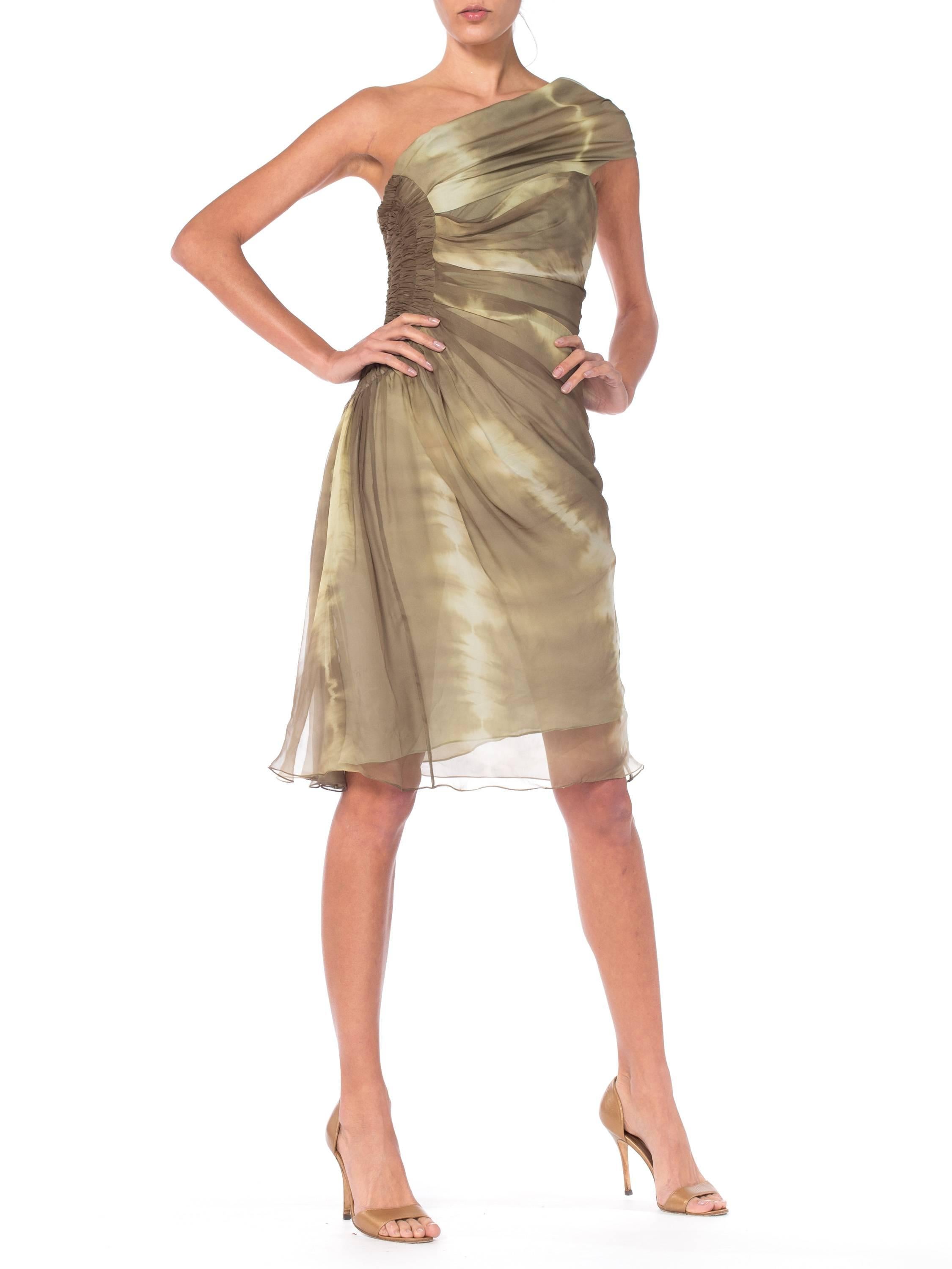 olive green silk dress