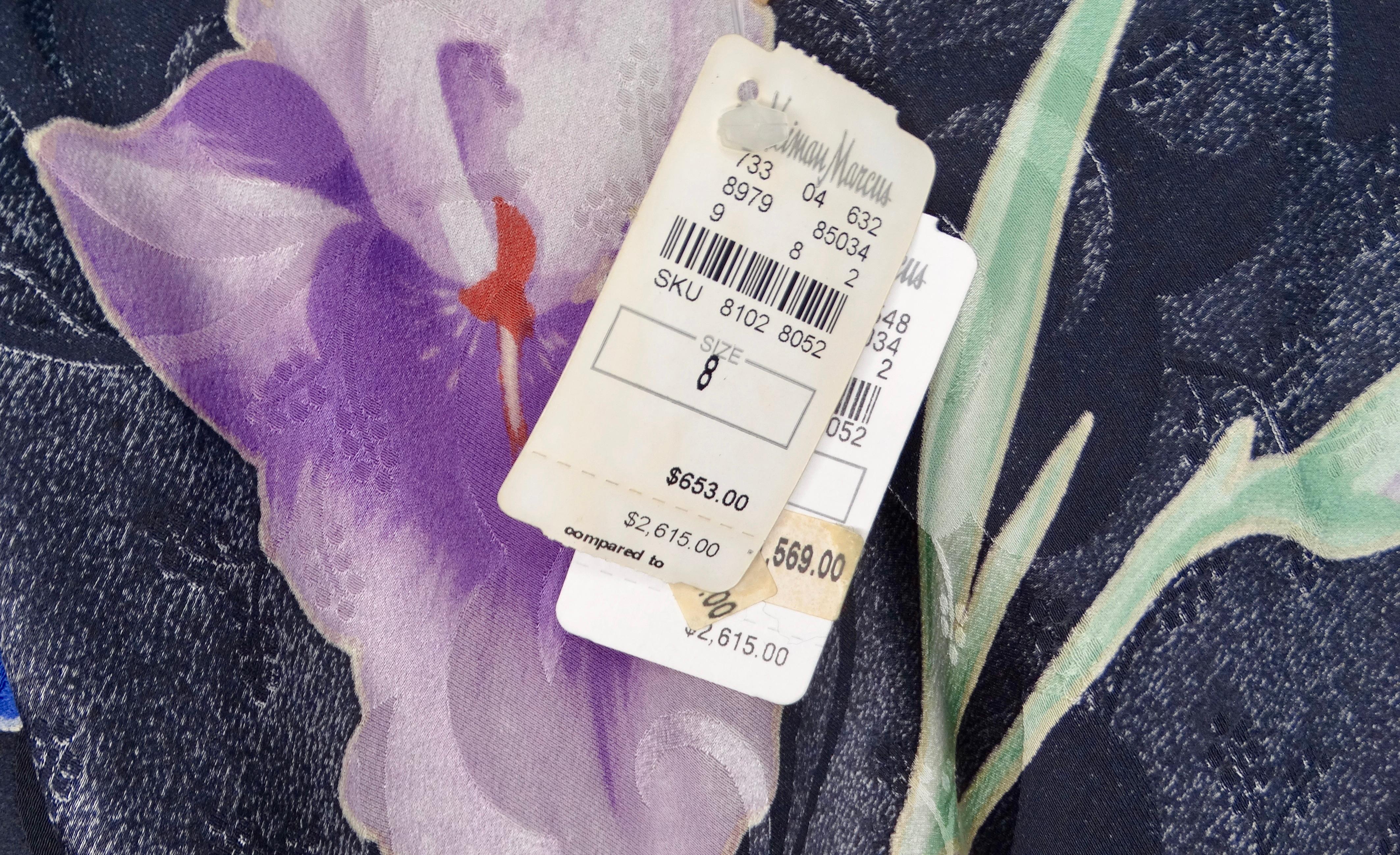 John Galliano Circa 2005 Black Kimono Style Floral Silk Top For Sale 6