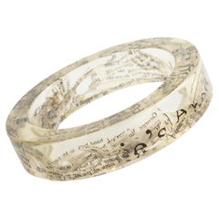 John Galliano Clear Acrylic Resin Bracelet Bangle with Newspaper Inclusions
