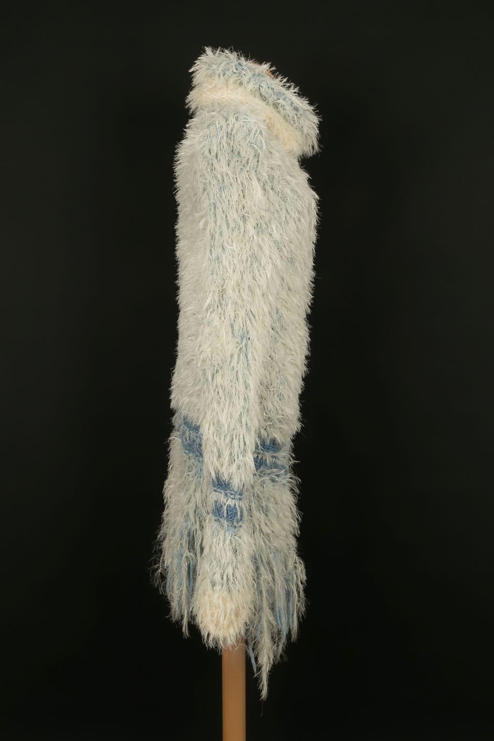 Gris John Galliano - Manteau avec mélange de laine dans les tons bleus, automne 2005 en vente