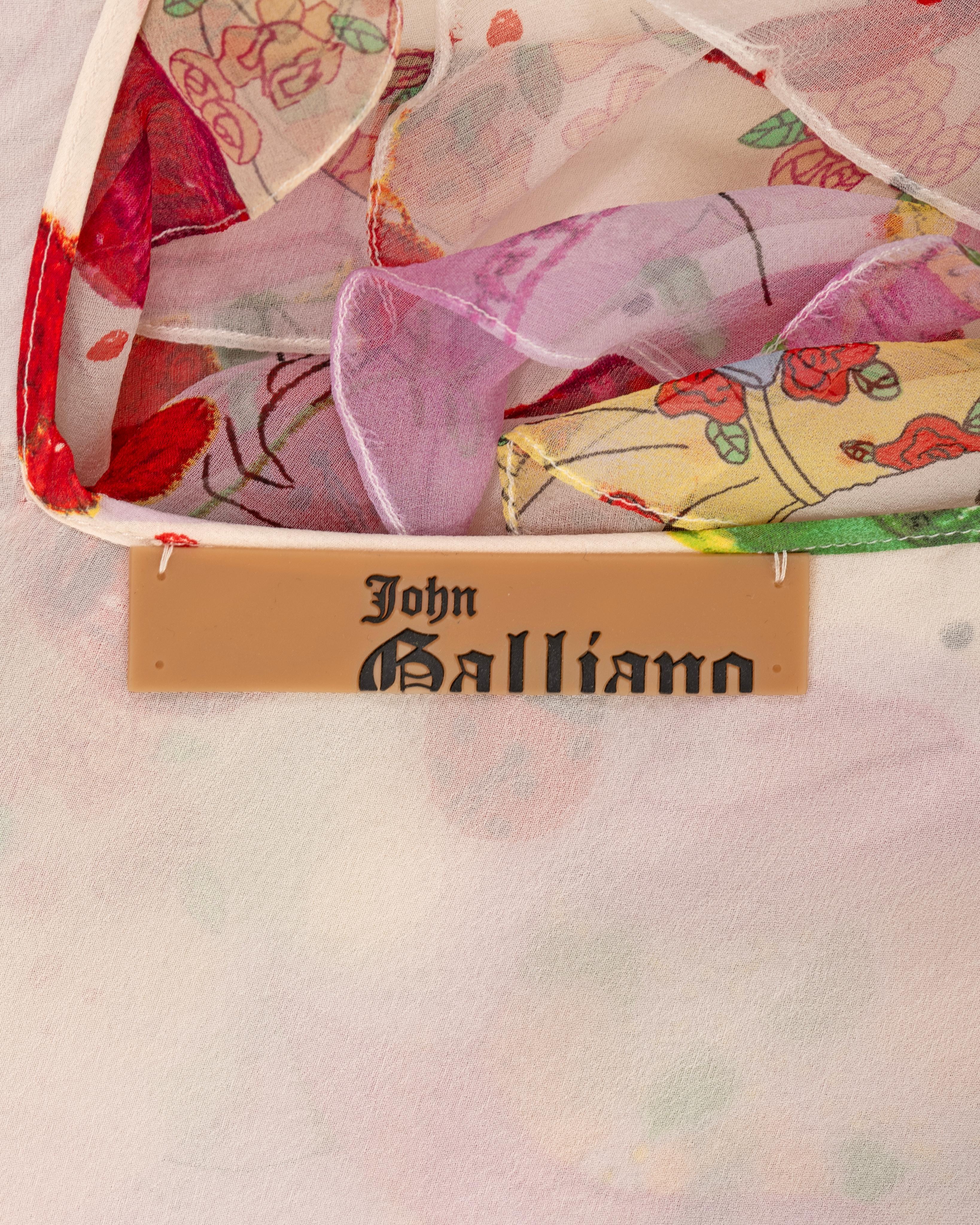 John Galliano colourful novelty print silk chiffon evening dress, ss 2005 11