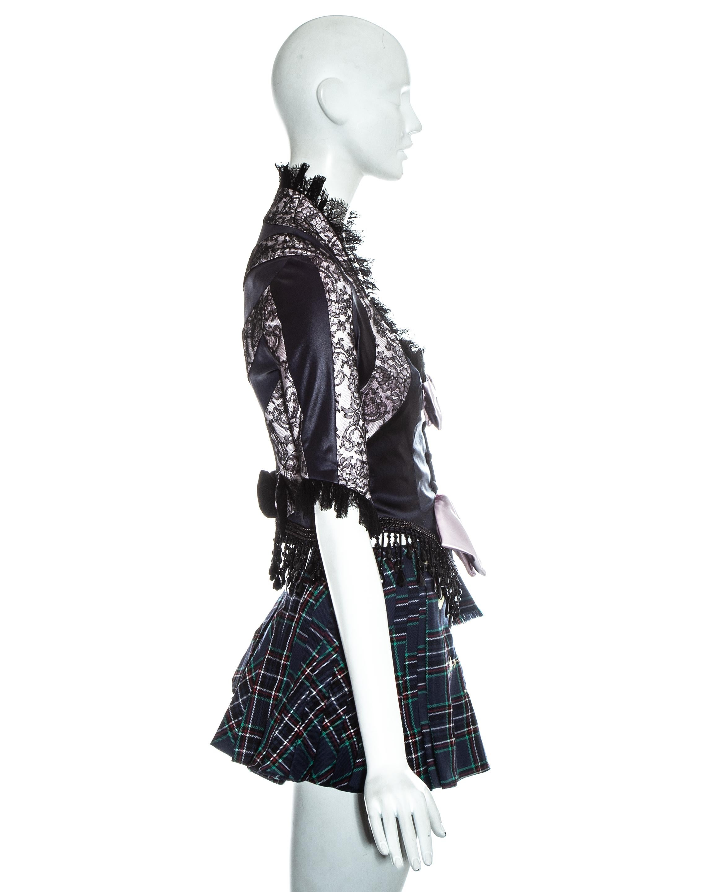 Black John Galliano corset and mini skirt runway ensemble, ss 1994