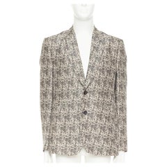 JOHN GALLIANO cotton blend grey floral jacquard tapestry blazer jacket EU50 L