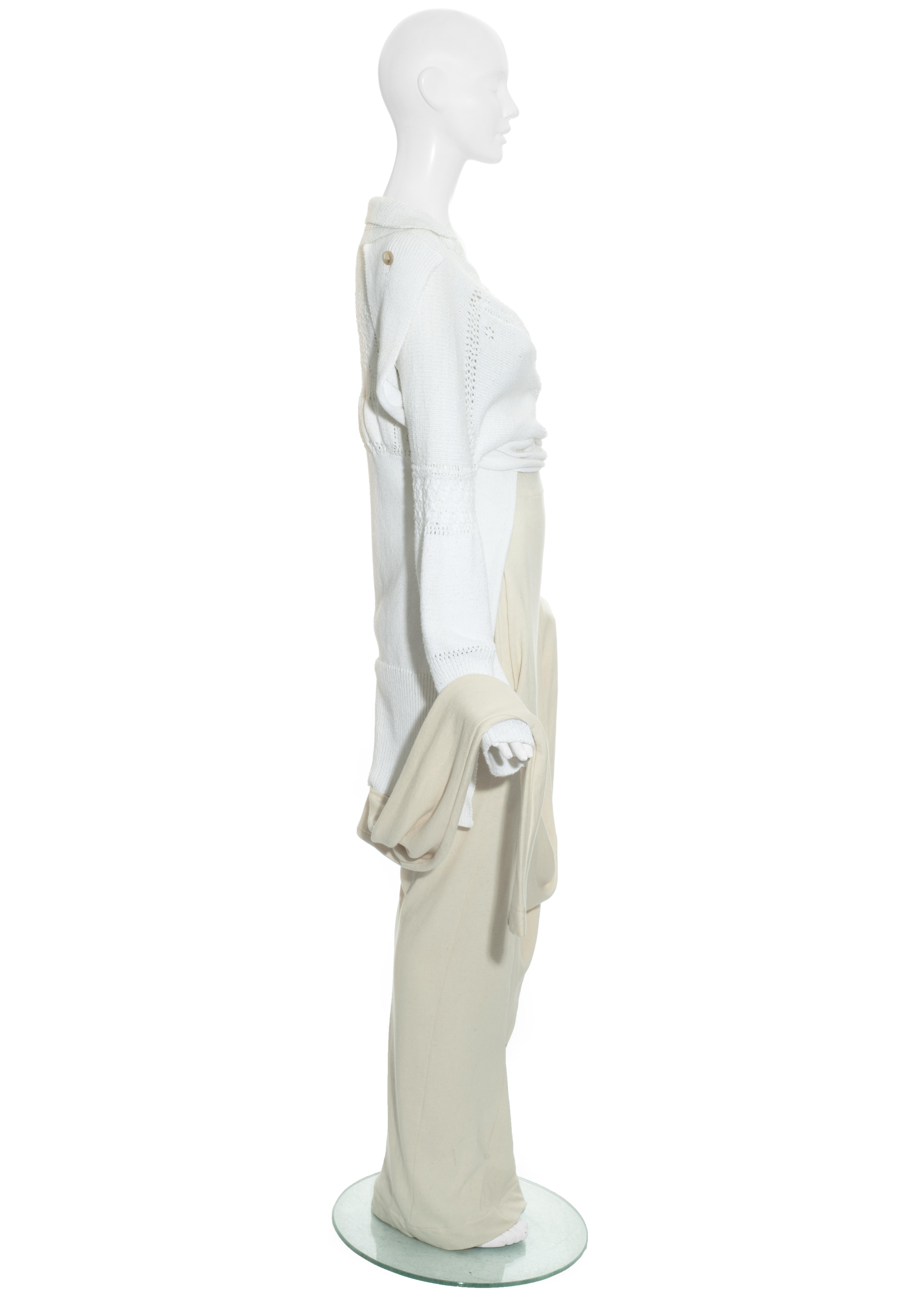 Beige John Galliano cream cotton skirt and sweater set, fw 1985 For Sale