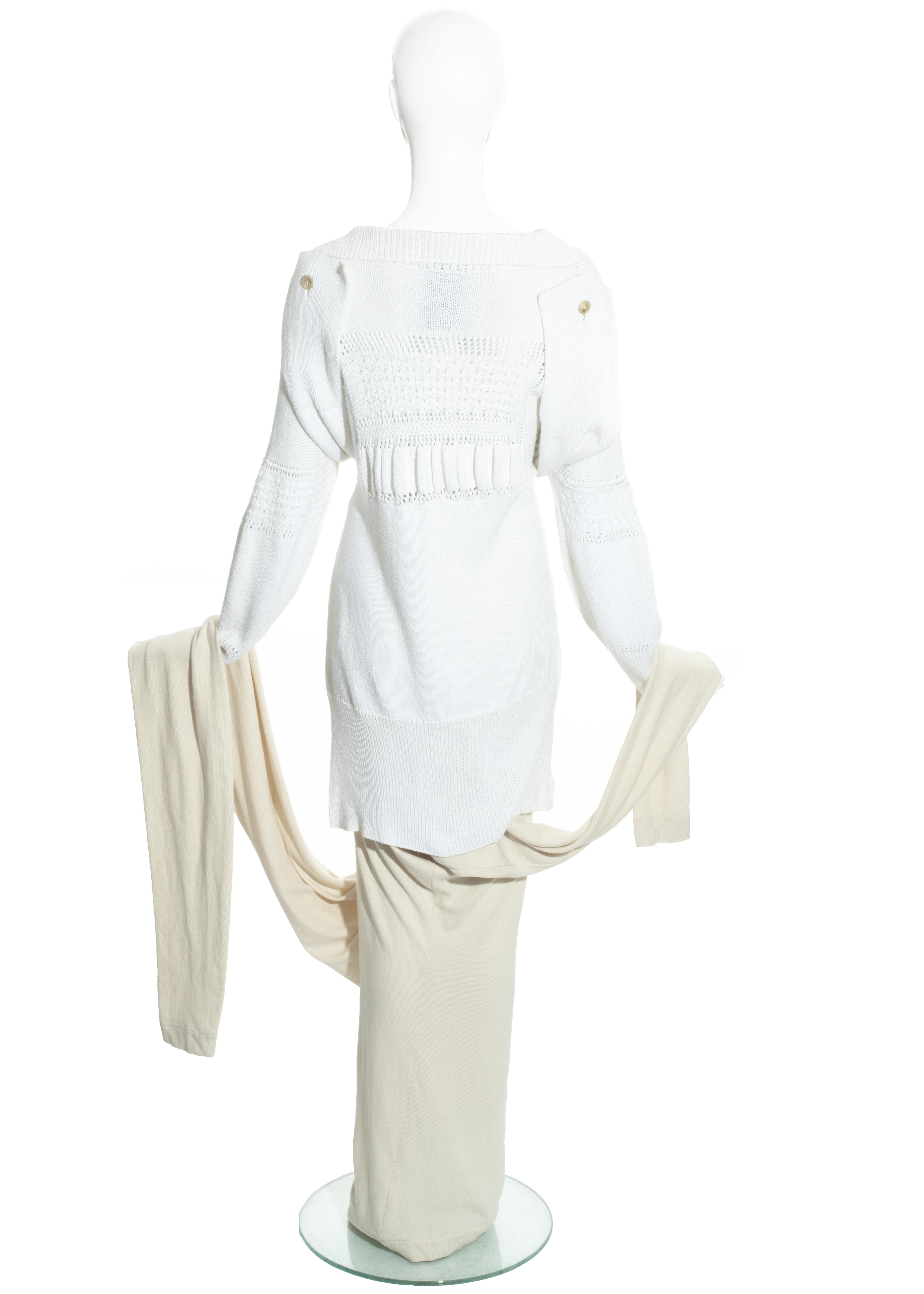 Women's or Men's John Galliano cream cotton skirt and sweater set, fw 1985 For Sale