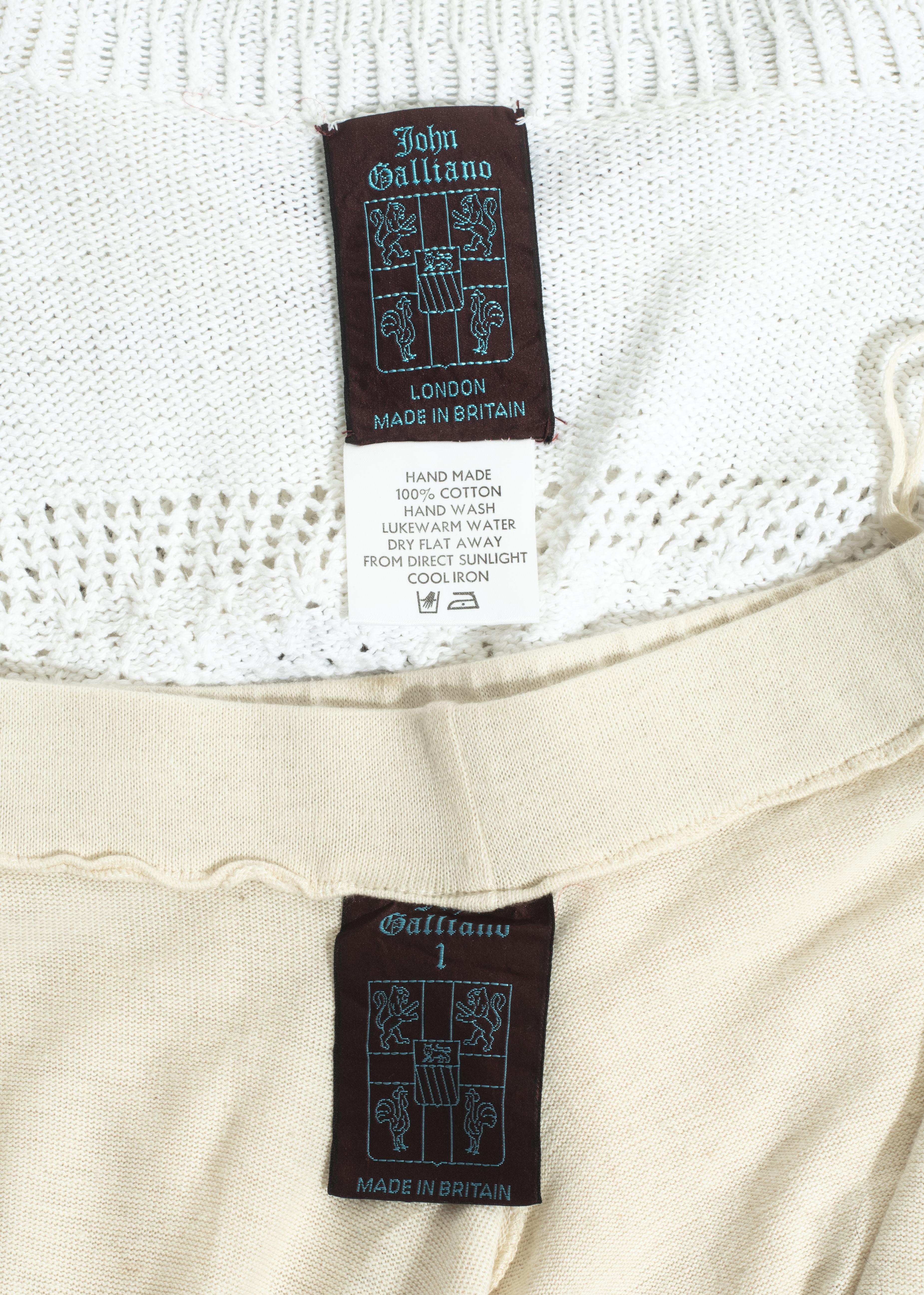 John Galliano cream cotton skirt and sweater set, fw 1985 For Sale 1