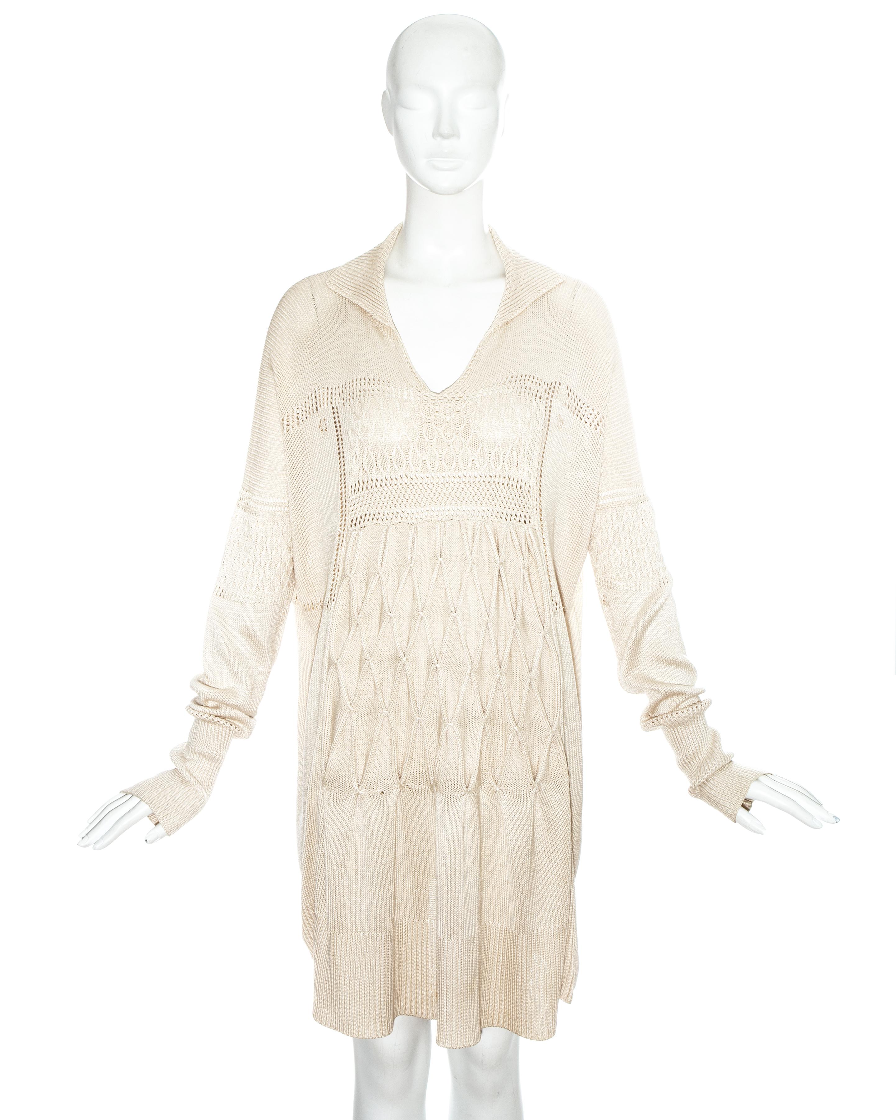 John Galliano cream knitted silk 'farmer's smock' dress from the 'Fallen Angels' collection

Spring-Summer 1986