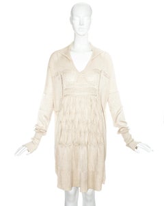 John Galliano cream knitted silk 'farmers smock' dress, ss 1986