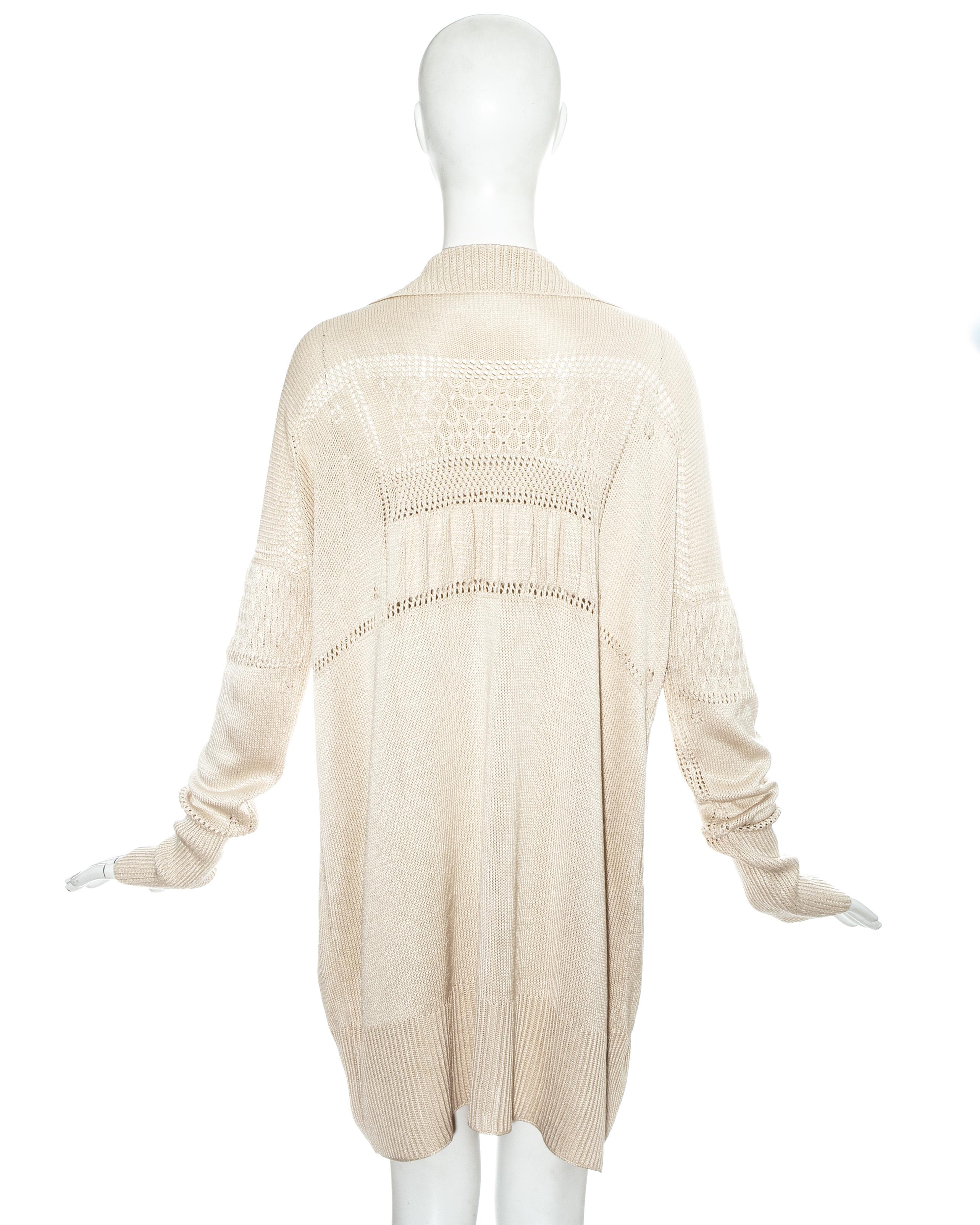 Beige John Galliano cream knitted silk 'farmers smock' dress, ss 1986 For Sale