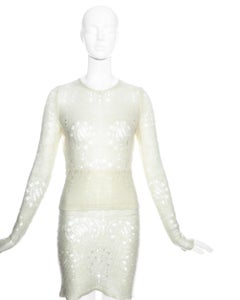 John Galliano cream knitted two-piece skirt set, fw 2000