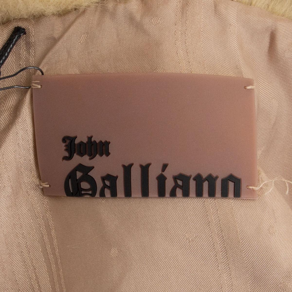 Women's JOHN GALLIANO cream white BEADED FOX FUR Jacket 42 L