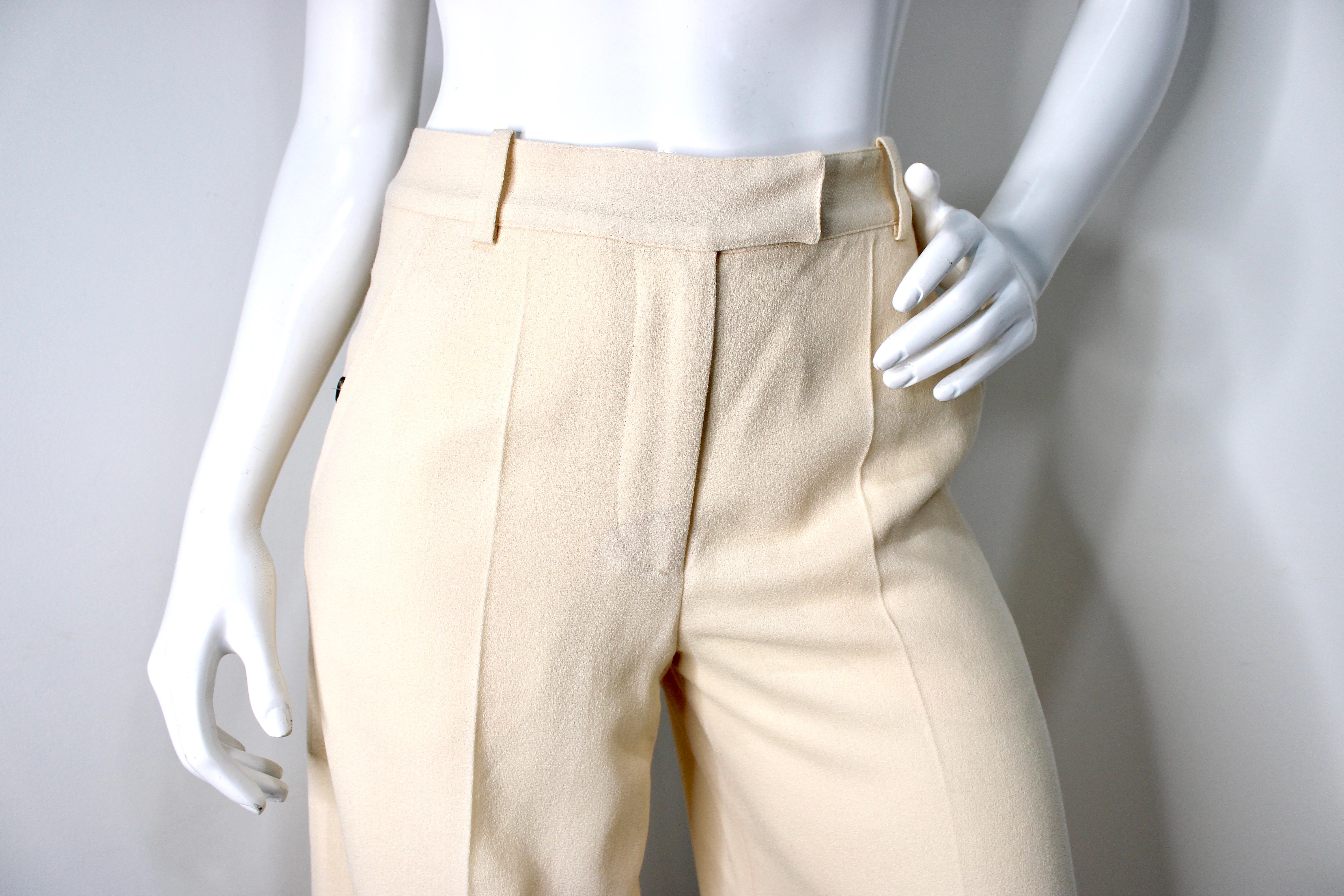 Pantalones de pata ancha crema John Galliano circa Y2K Beige en venta