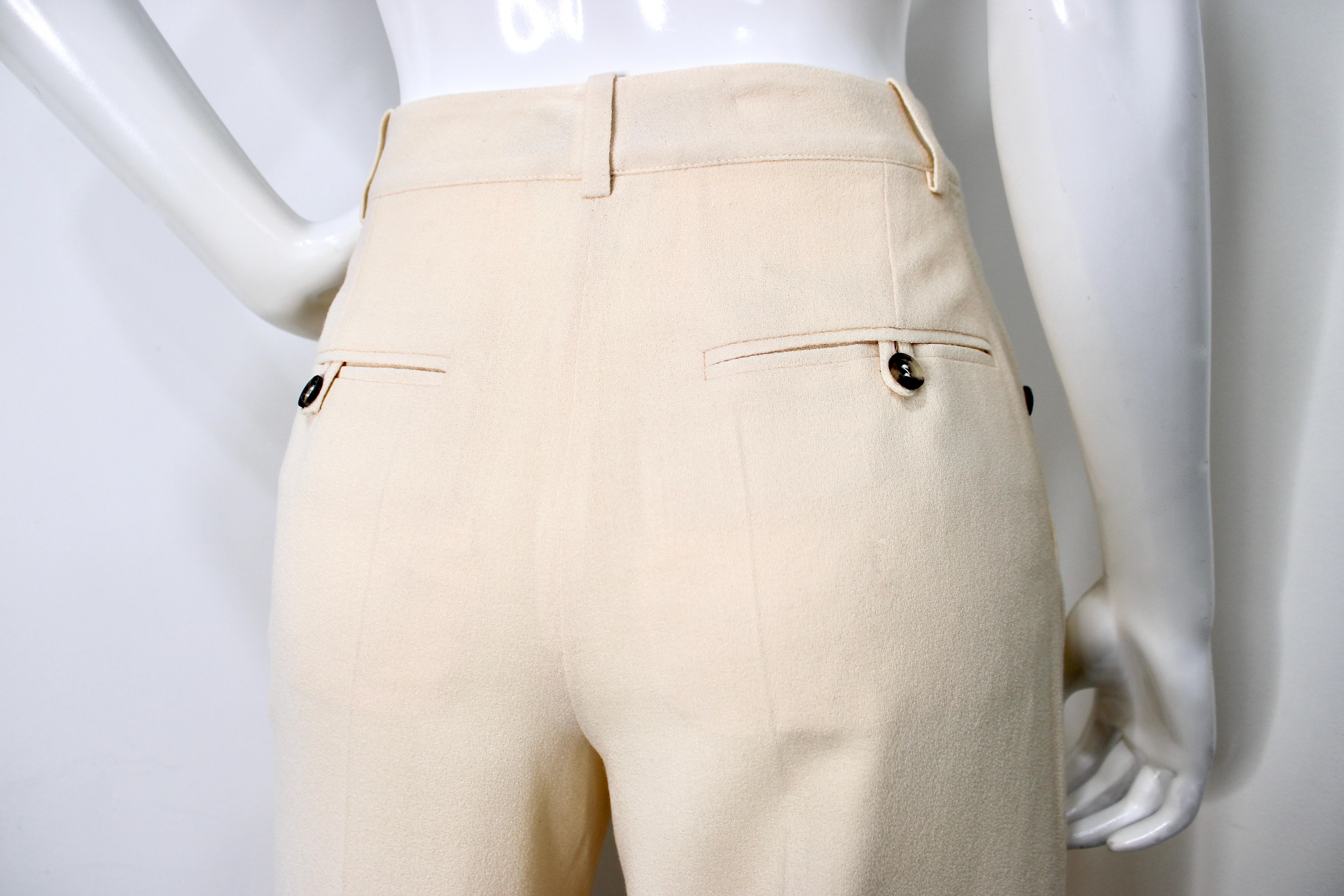 Pantalones de pata ancha crema John Galliano circa Y2K en venta 1