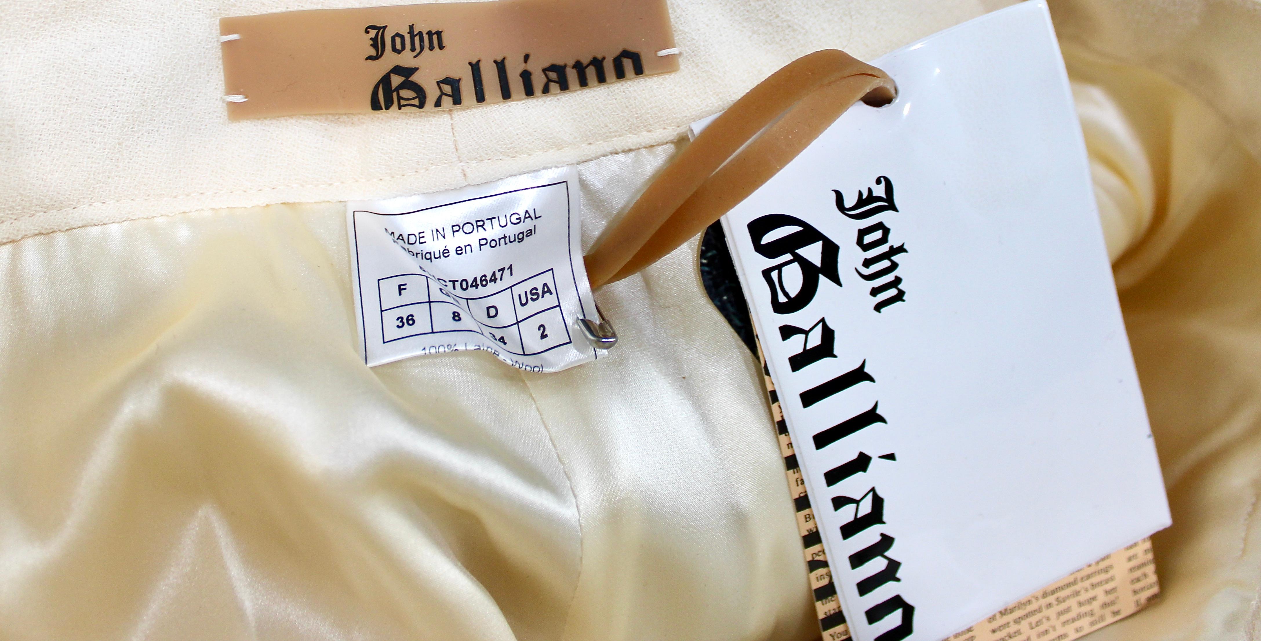 Pantalones de pata ancha crema John Galliano circa Y2K en venta 4