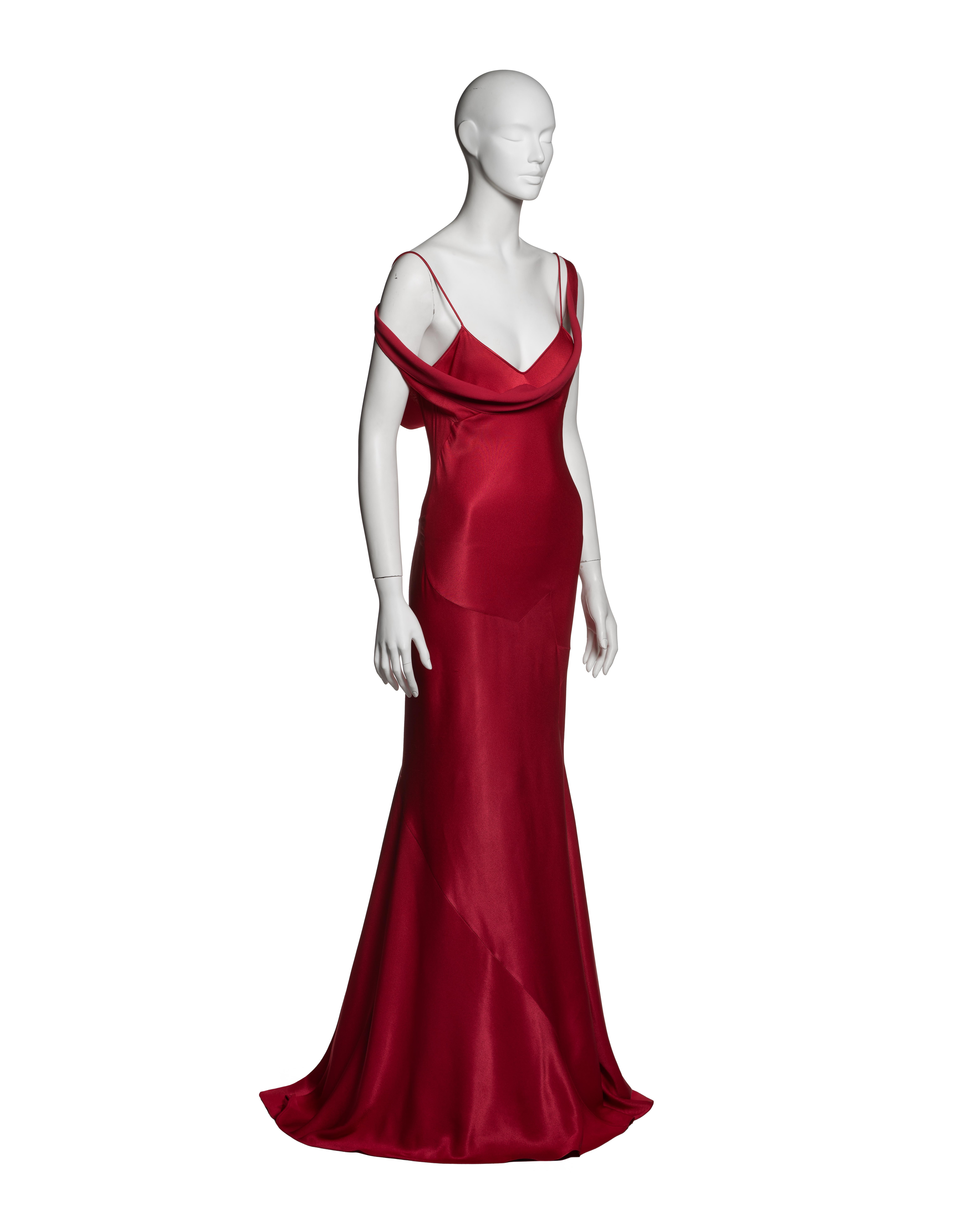 John Galliano Crimson Bias-Cut Satin Evening Dress, FW 1994 5