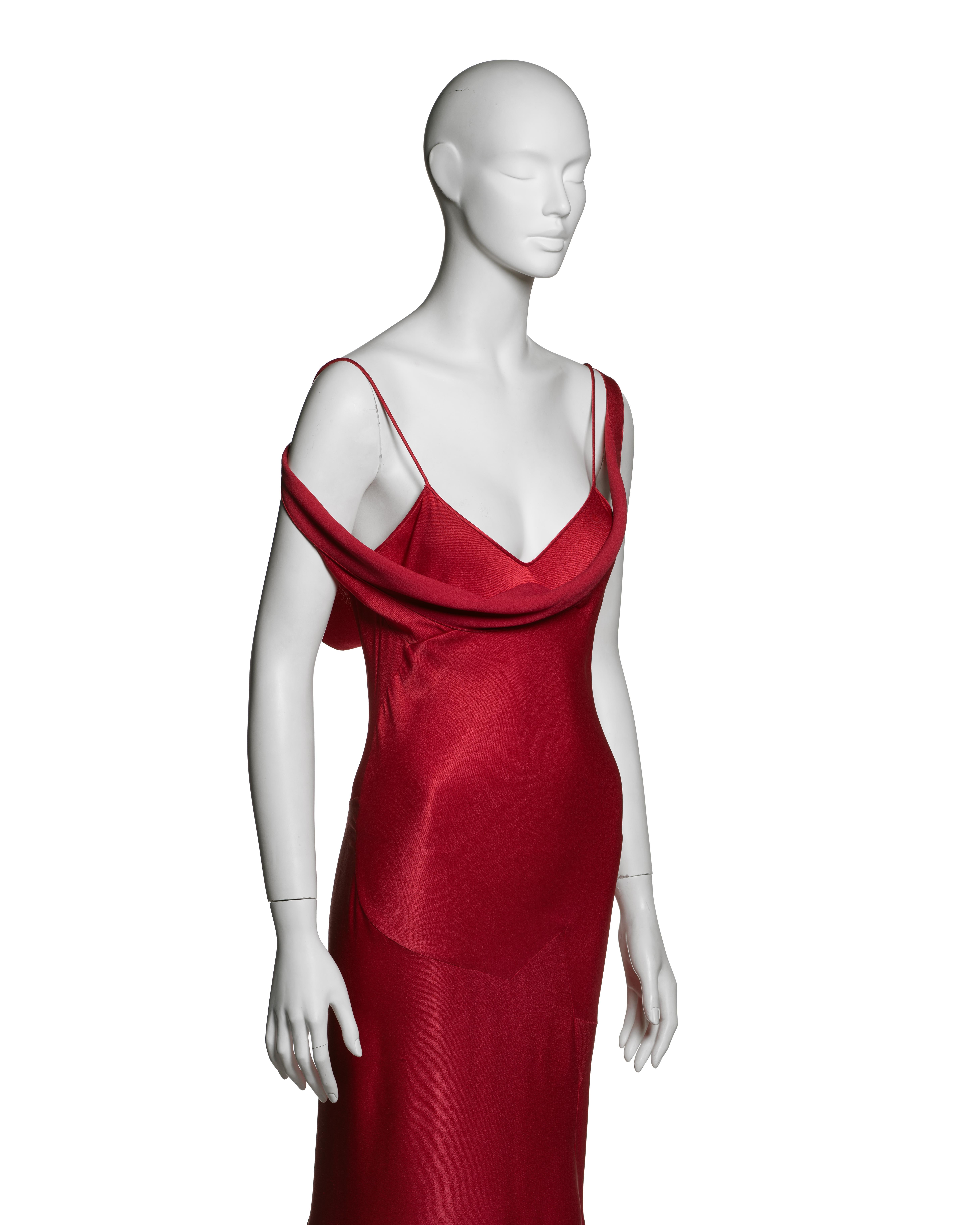 John Galliano Crimson Bias-Cut Satin Evening Dress, FW 1994 6